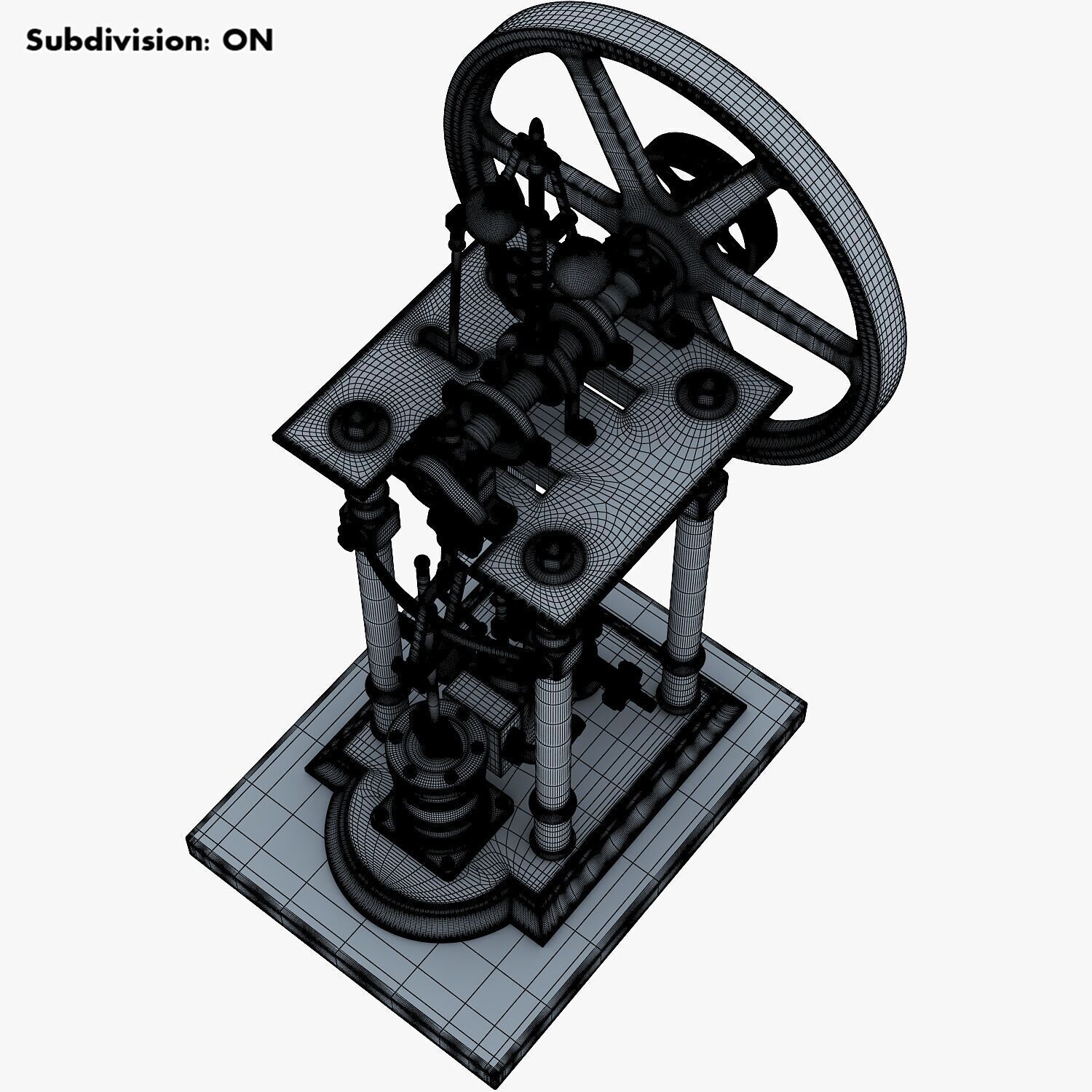 Classic Beam Steam Engine with Flywheel M1 3D model_34