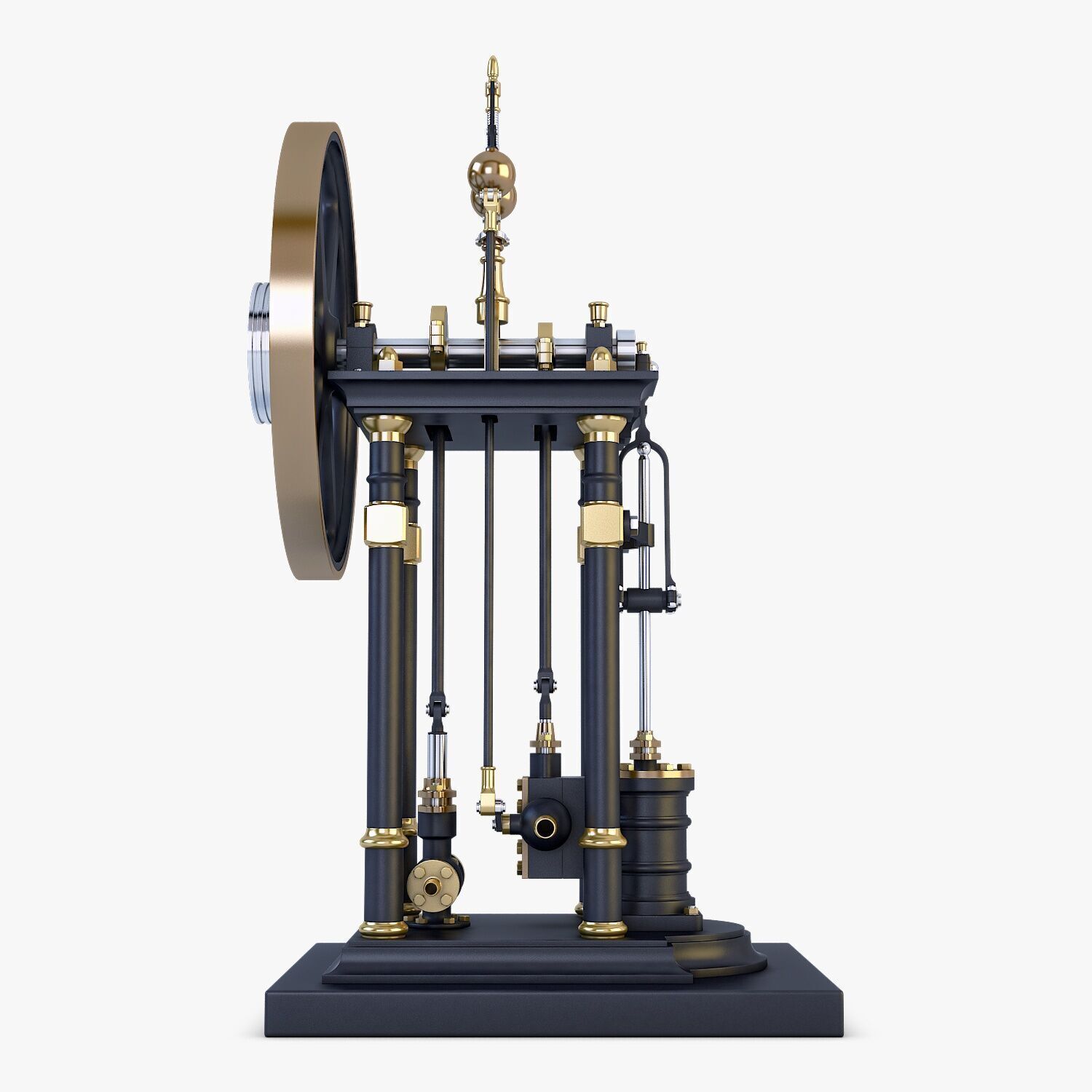 Classic Beam Steam Engine with Flywheel M1 3D model_5