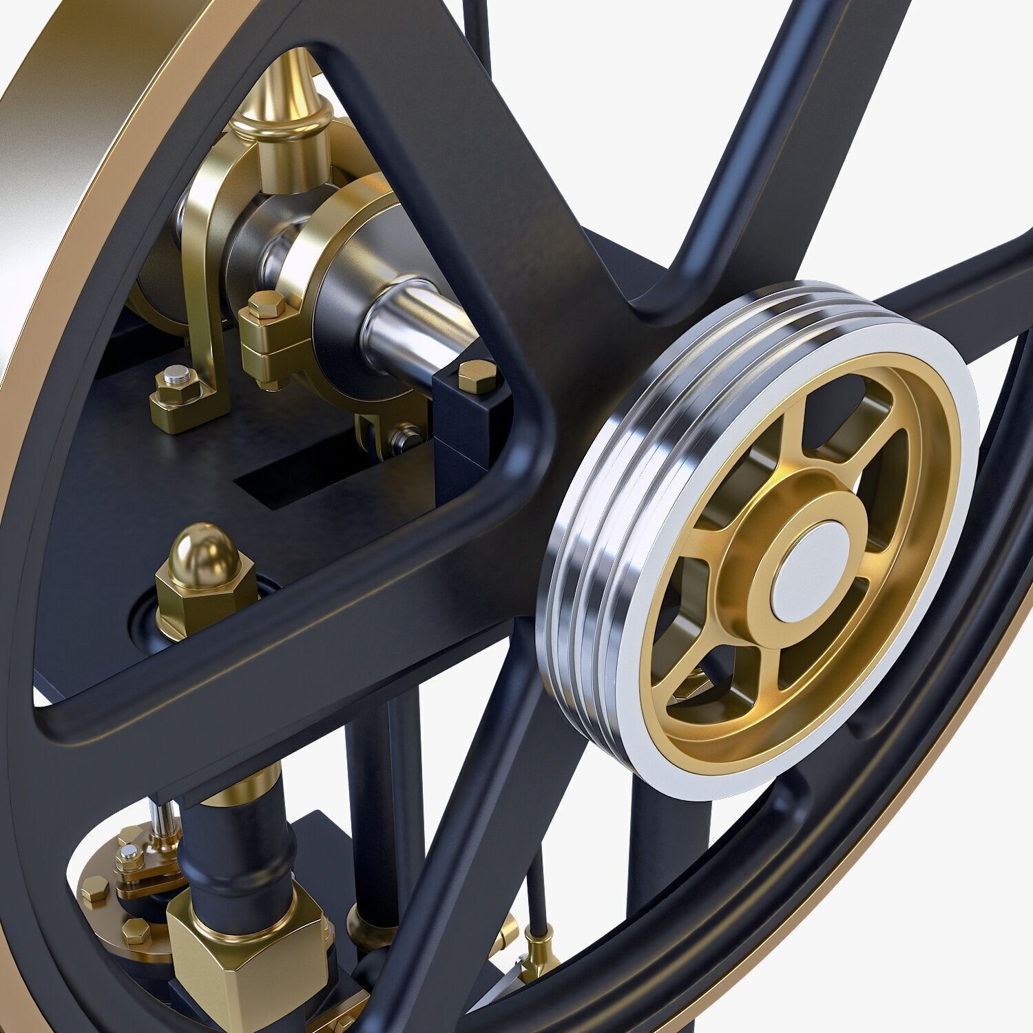 Classic Beam Steam Engine with Flywheel M1 3D model_15