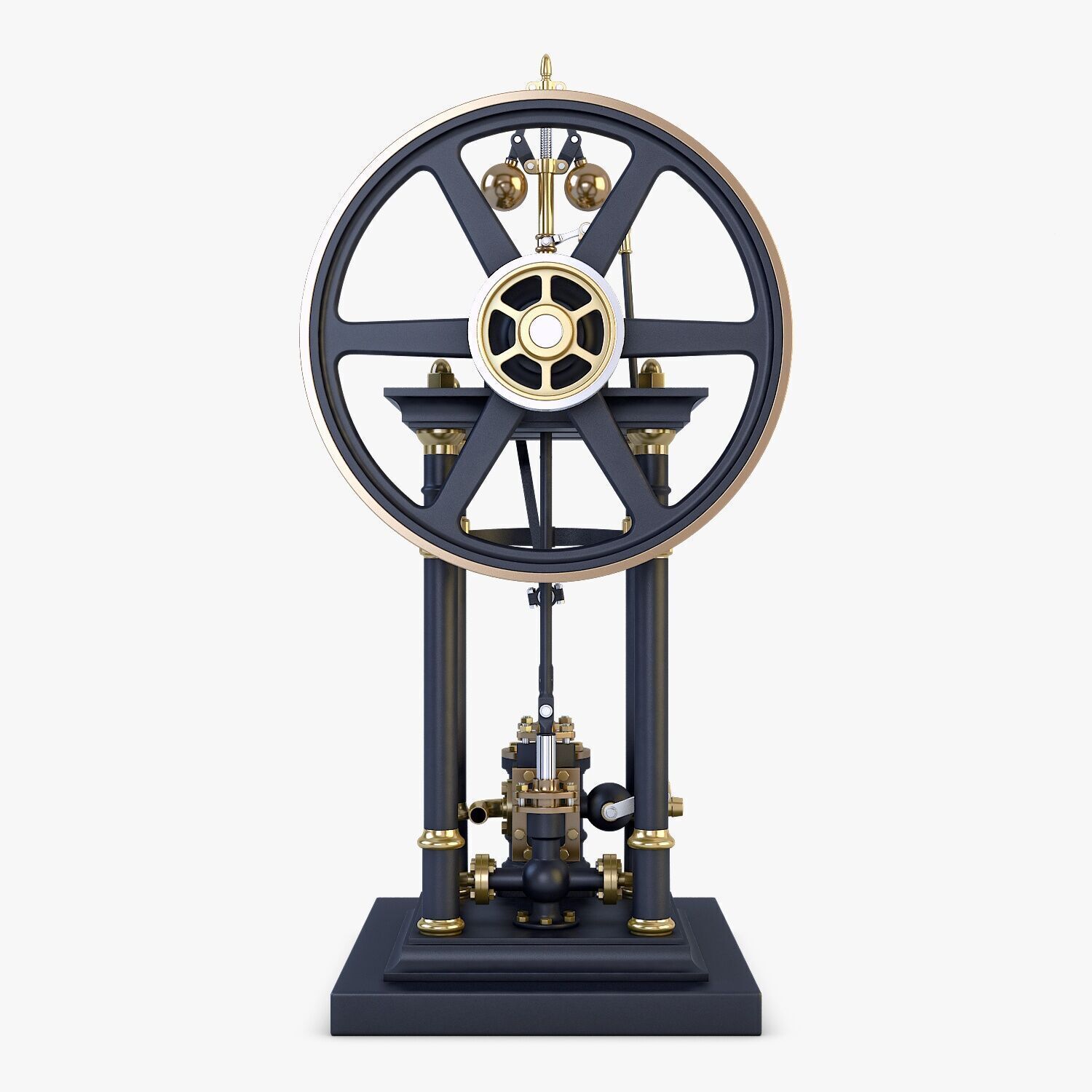 Classic Beam Steam Engine with Flywheel M1 3D model_7
