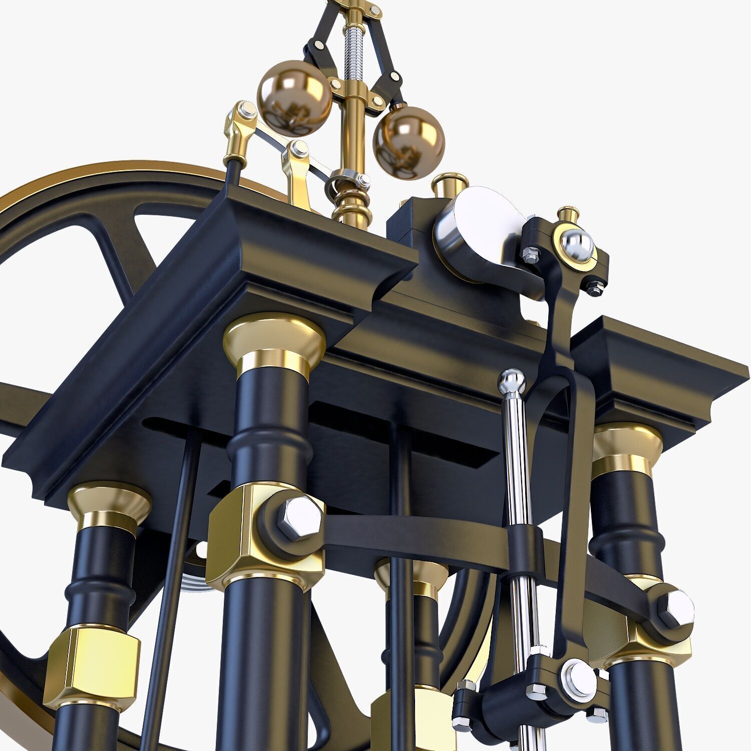 Classic Beam Steam Engine with Flywheel M1 3D model_17