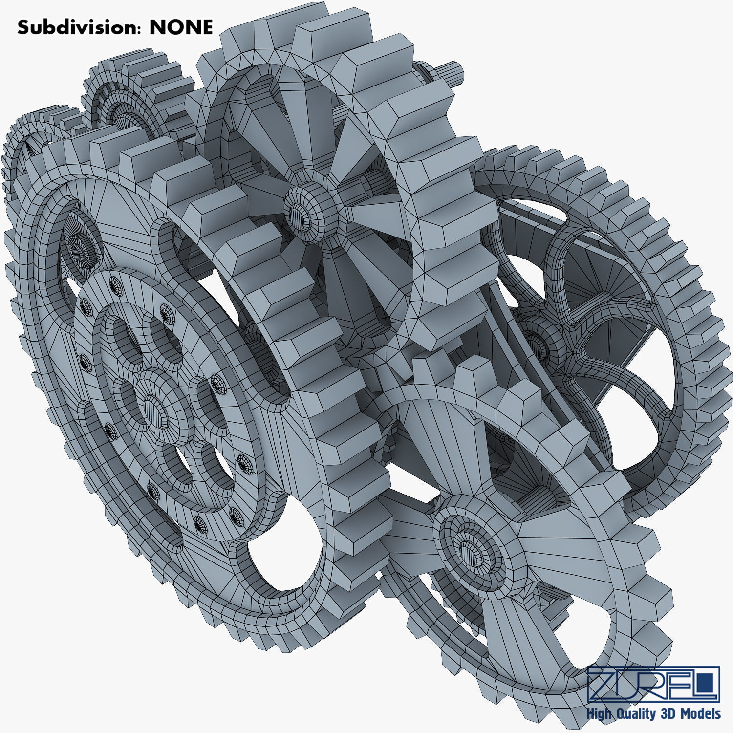 Gear Mechanism Low Poly v 8 Low-poly 3D model_29