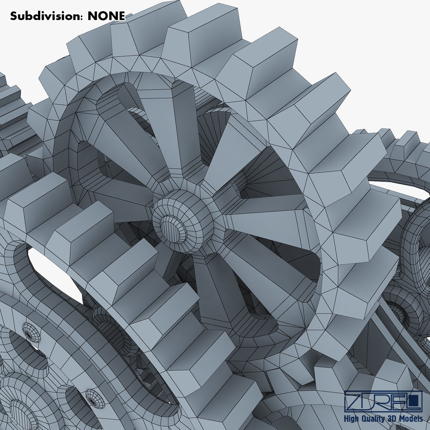 Gear Mechanism Low Poly v 8 Low-poly 3D model_39