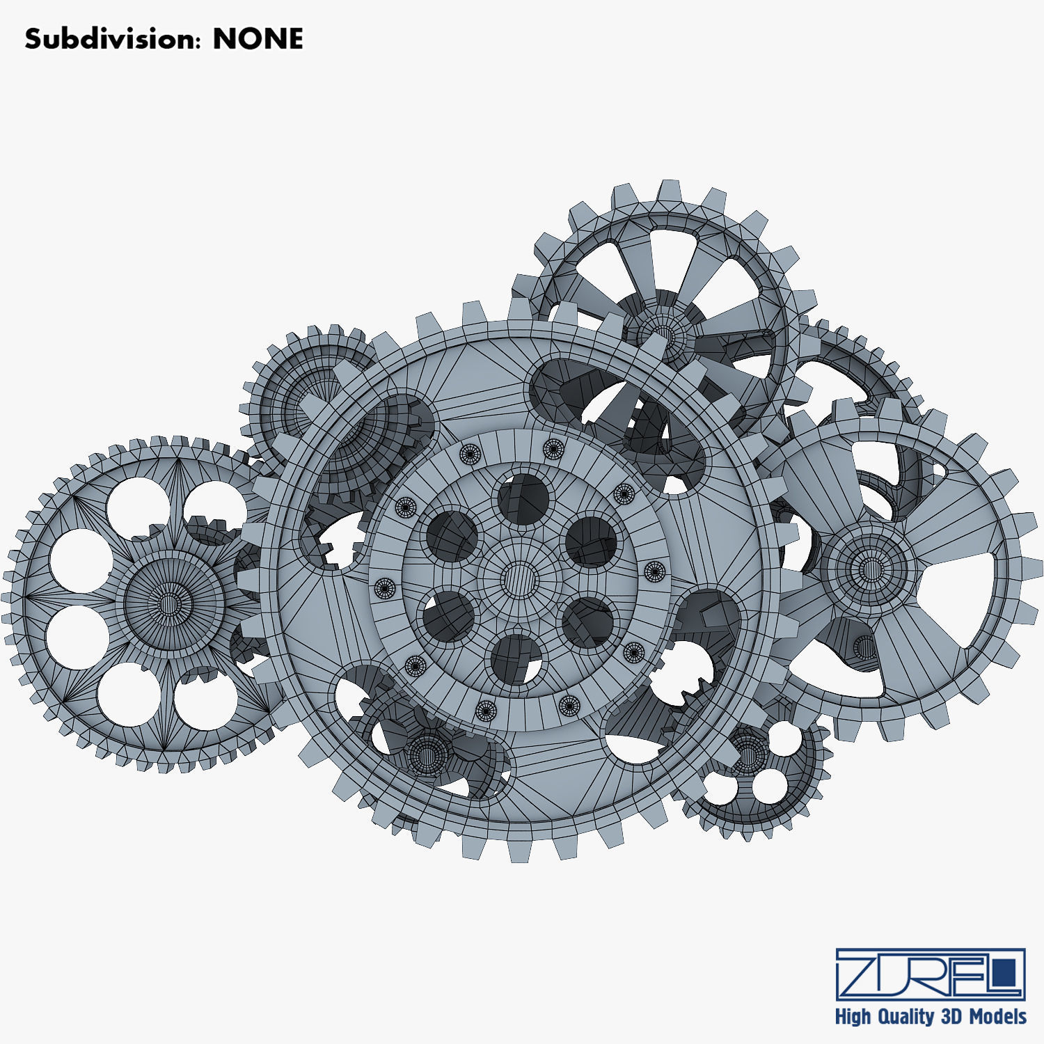 Gear Mechanism Low Poly v 8 Low-poly 3D model_35