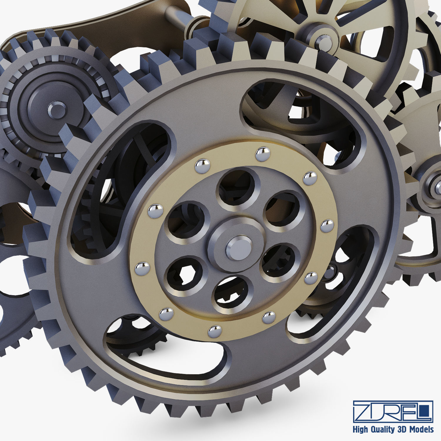 Gear Mechanism Low Poly v 8 Low-poly 3D model_17