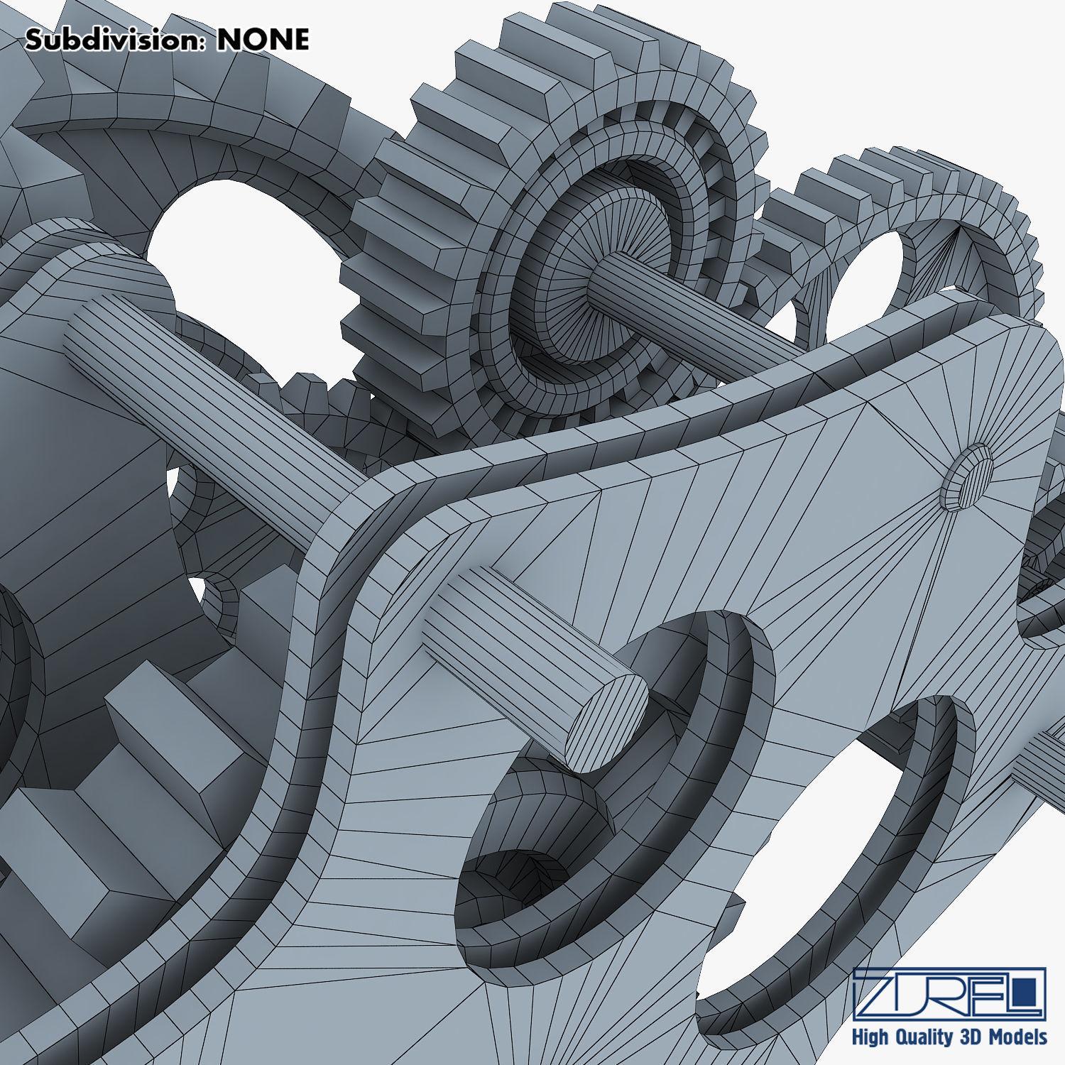 Gear Mechanism Low Poly v 8 Low-poly 3D model_47