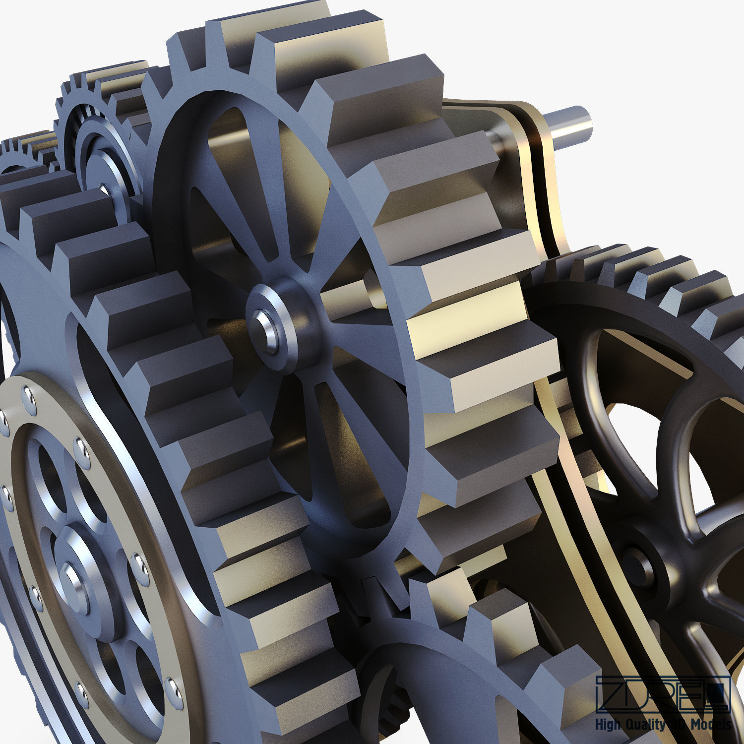 Gear Mechanism Low Poly v 8 Low-poly 3D model_20