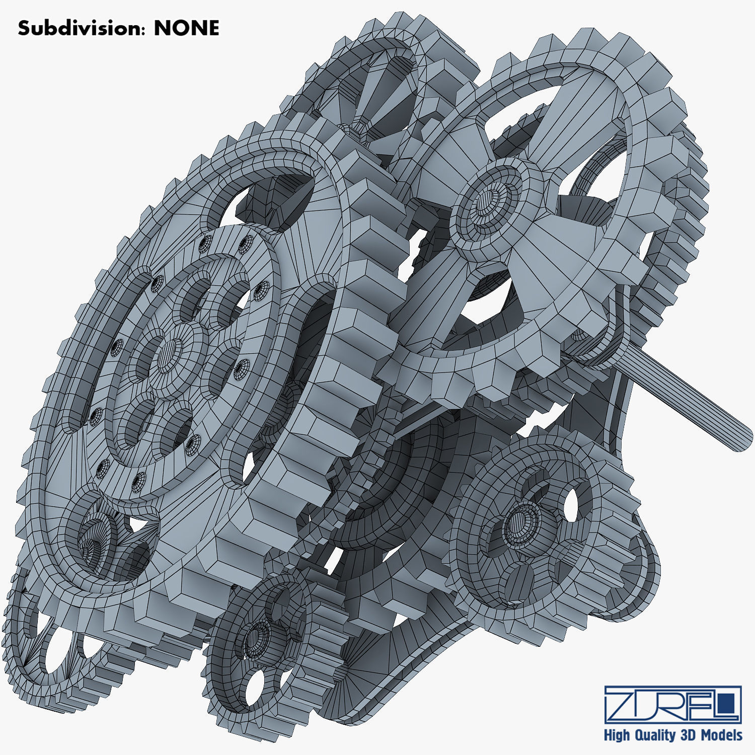 Gear Mechanism Low Poly v 8 Low-poly 3D model_33