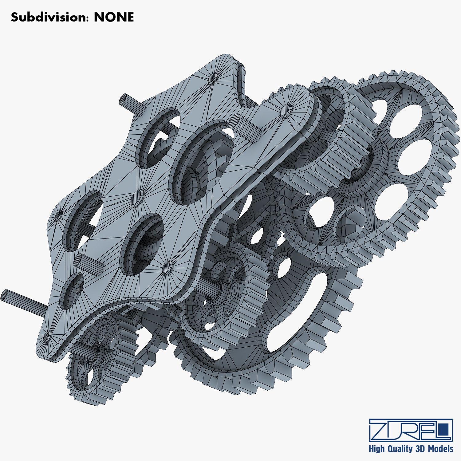 Gear Mechanism Low Poly v 8 Low-poly 3D model_34