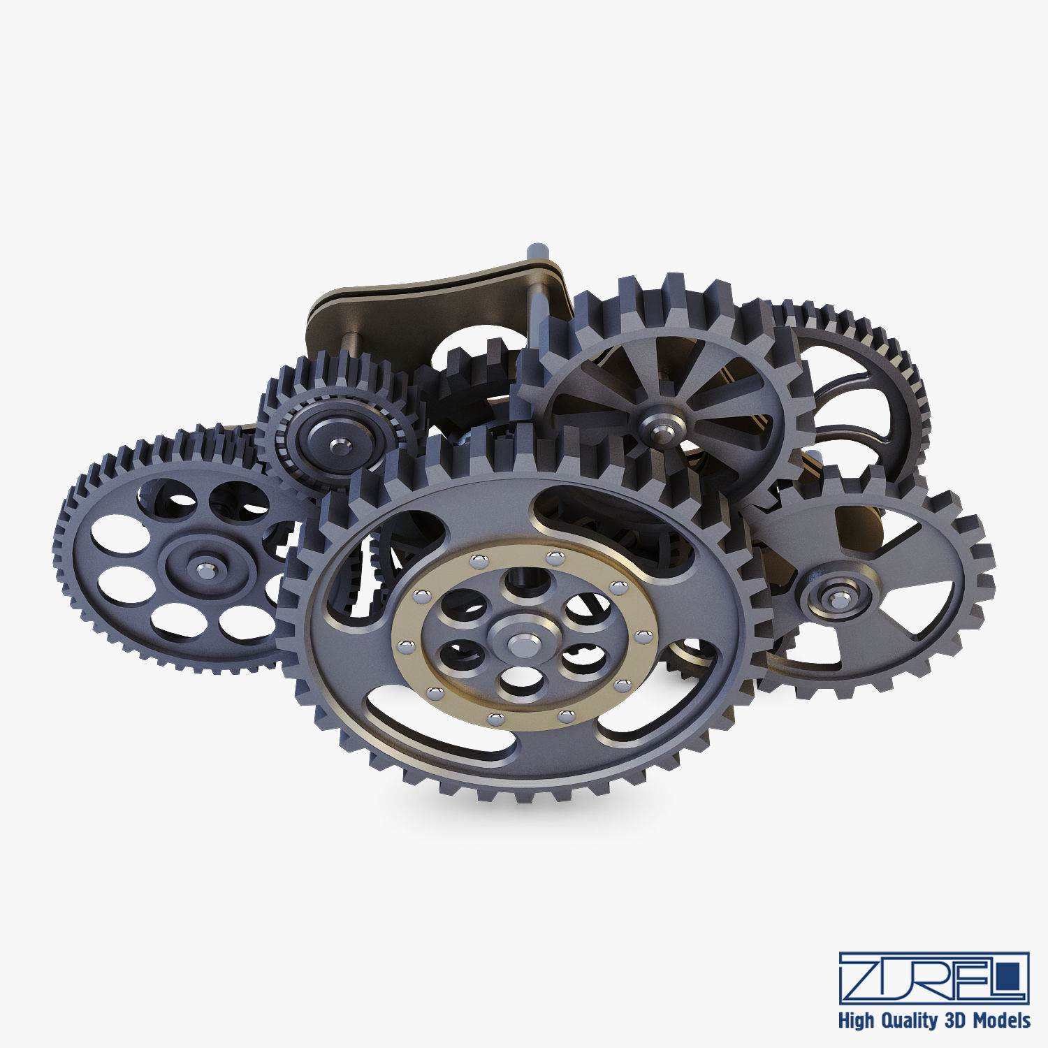 Gear Mechanism Low Poly v 8 Low-poly 3D model_8