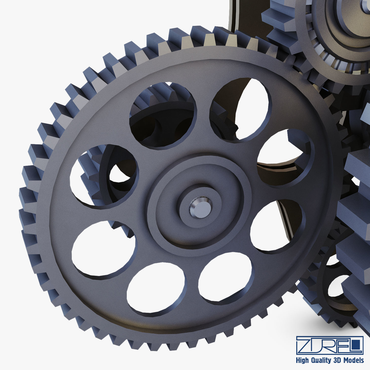 Gear Mechanism Low Poly v 8 Low-poly 3D model_16