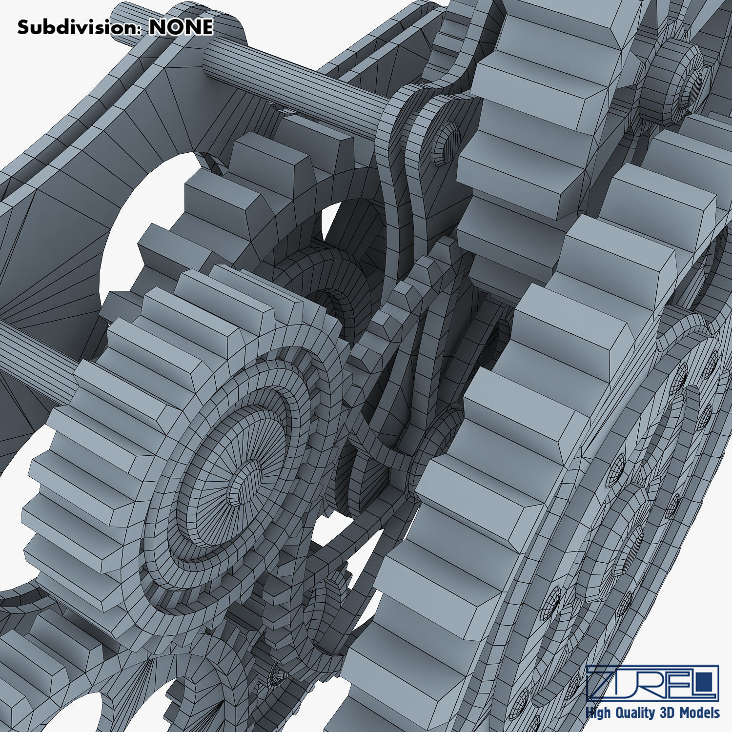 Gear Mechanism Low Poly v 8 Low-poly 3D model_42