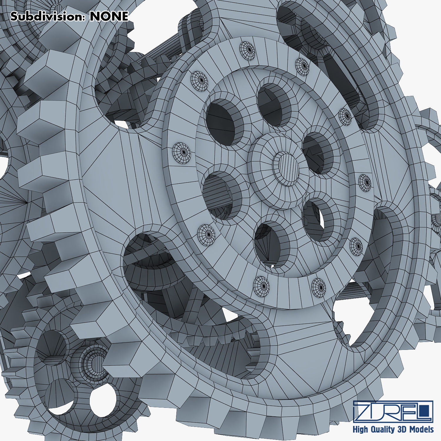 Gear Mechanism Low Poly v 8 Low-poly 3D model_43
