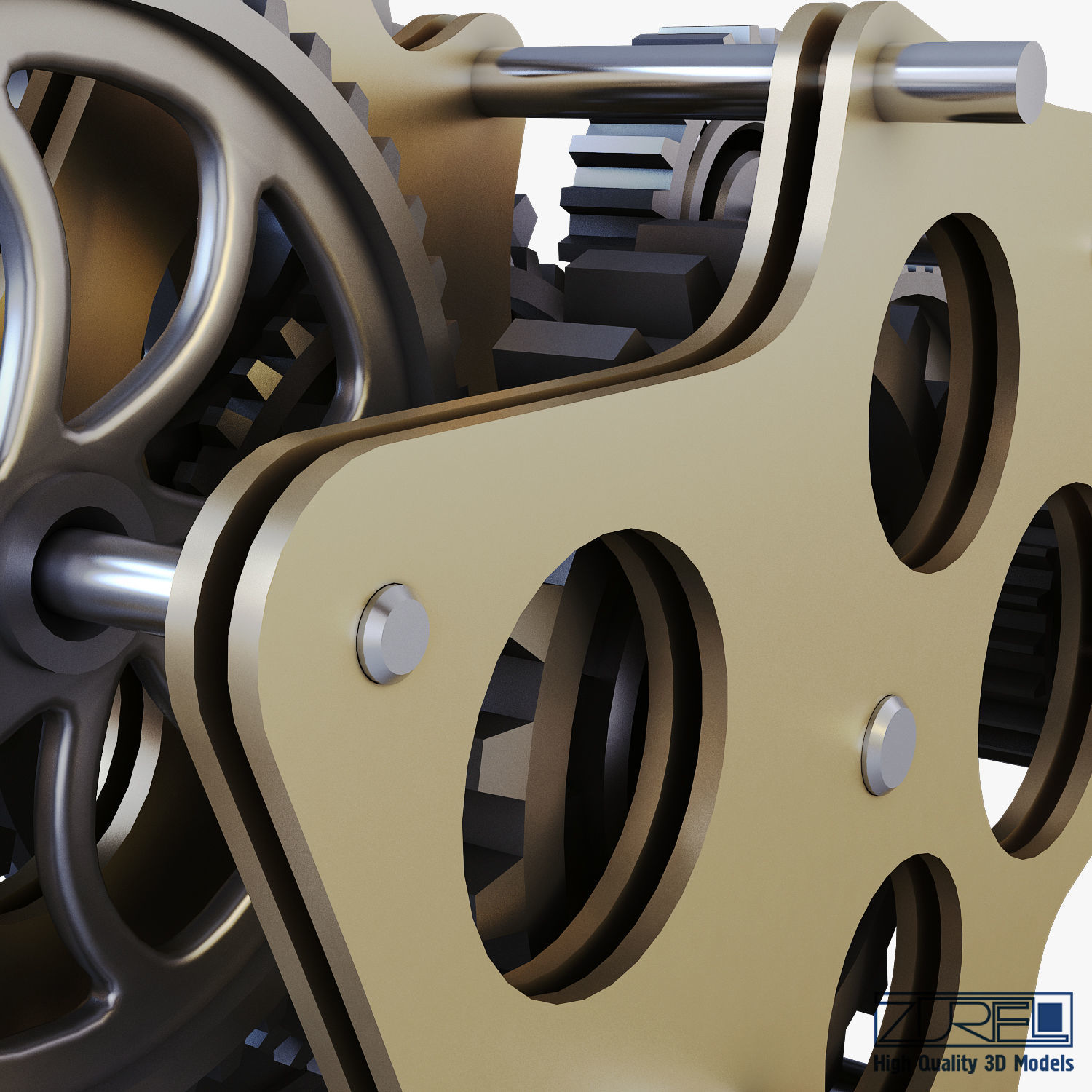 Gear Mechanism Low Poly v 8 Low-poly 3D model_22