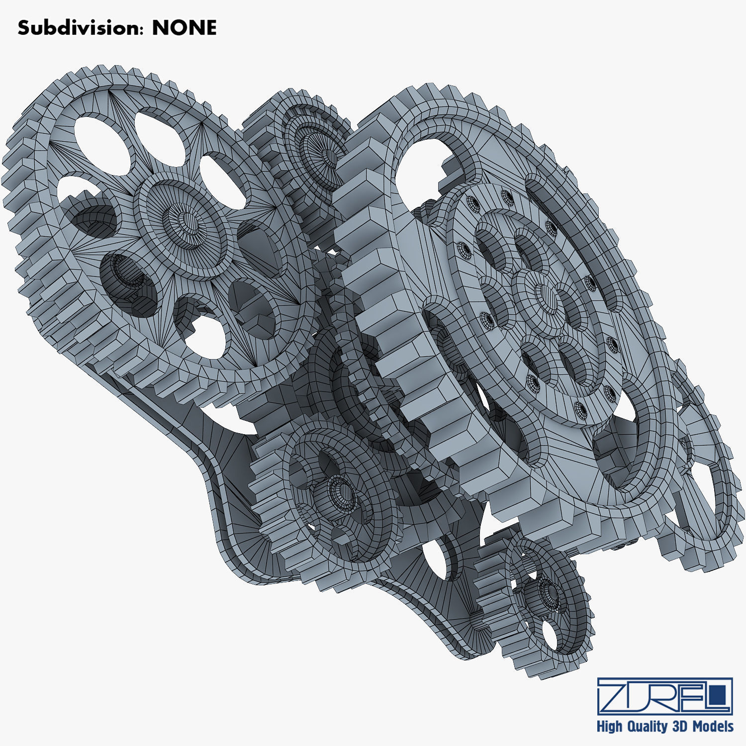 Gear Mechanism Low Poly v 8 Low-poly 3D model_31