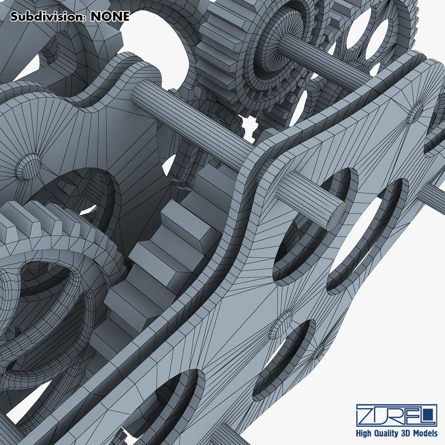 Gear Mechanism Low Poly v 8 Low-poly 3D model_52