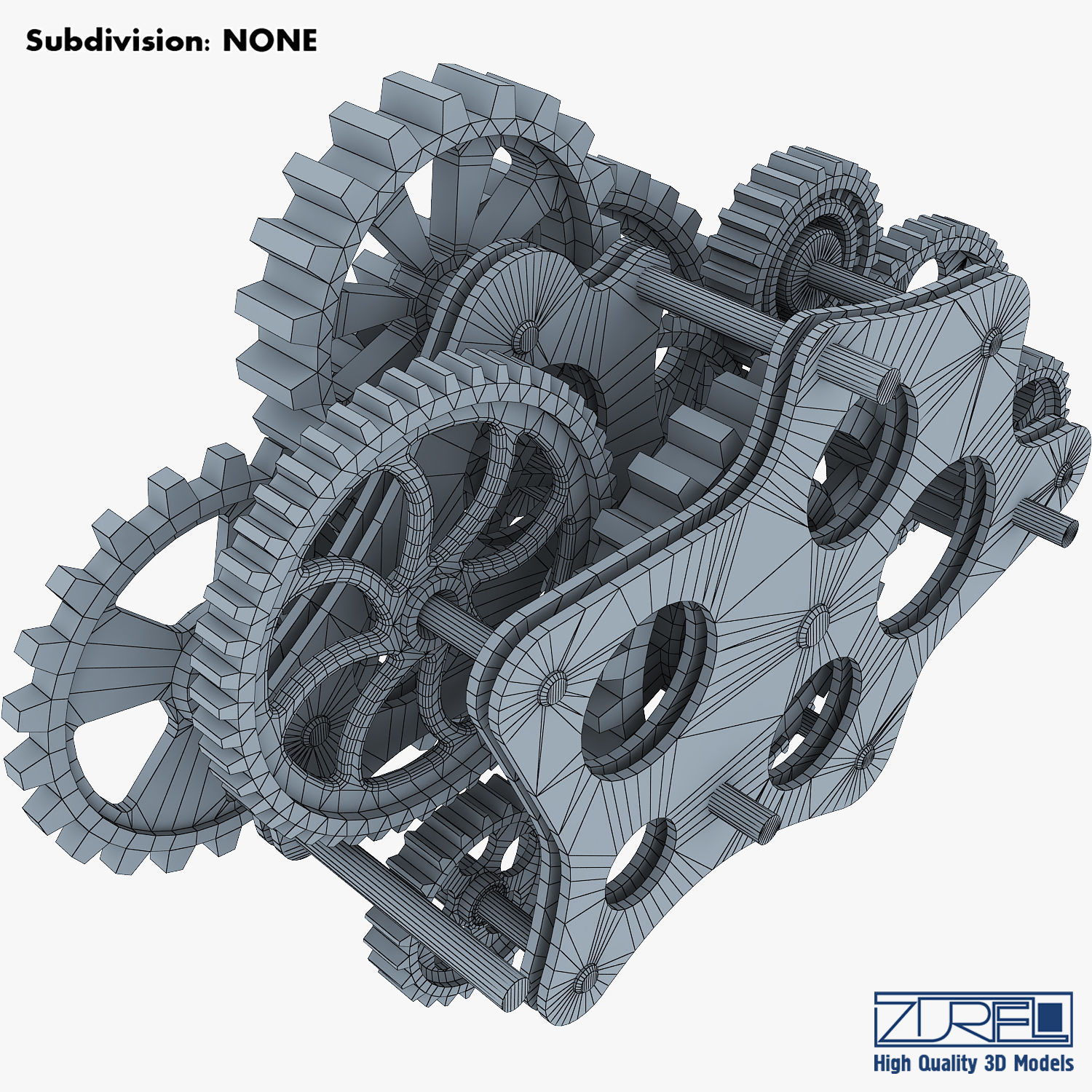 Gear Mechanism Low Poly v 8 Low-poly 3D model_28