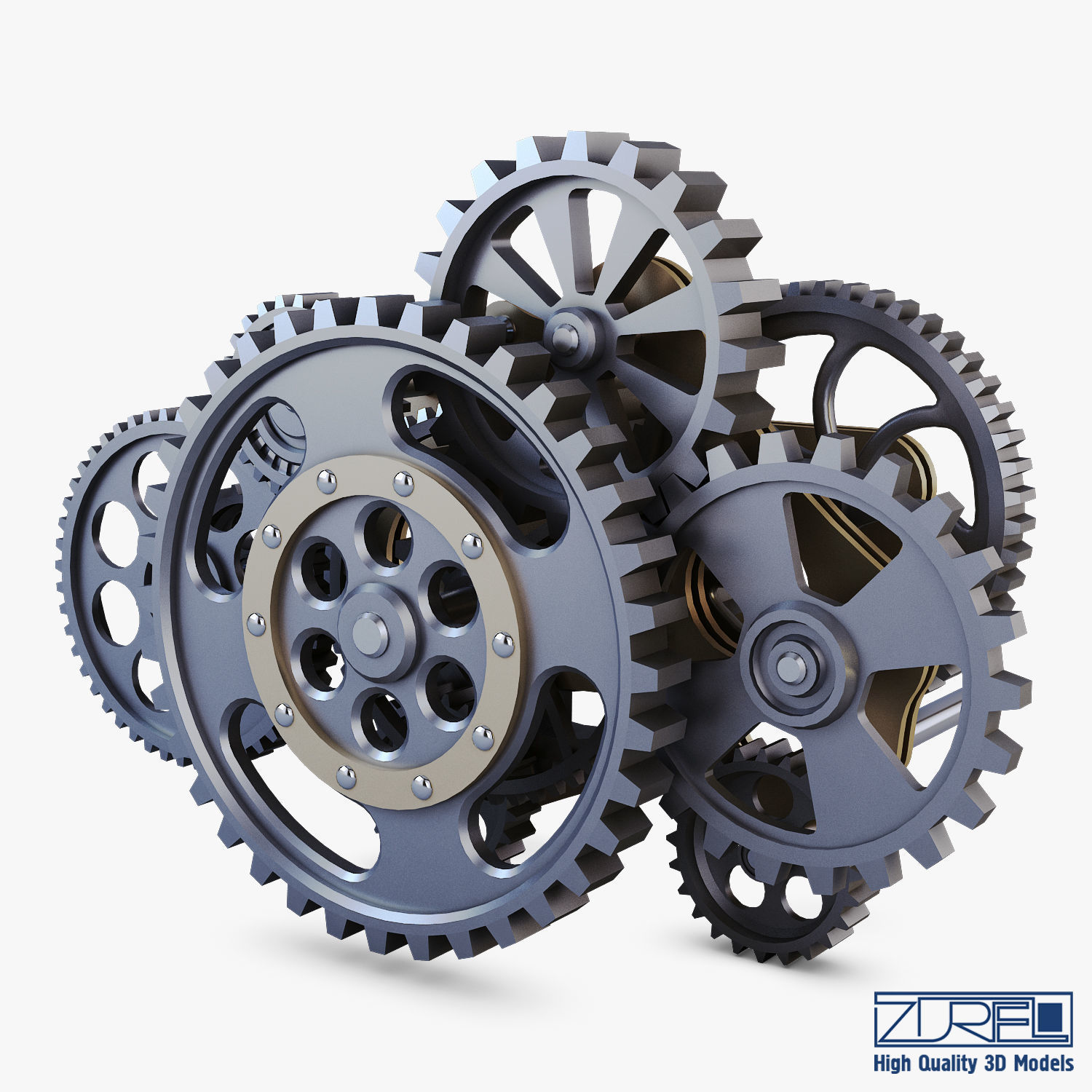 Gear Mechanism Low Poly v 8 Low-poly 3D model_2