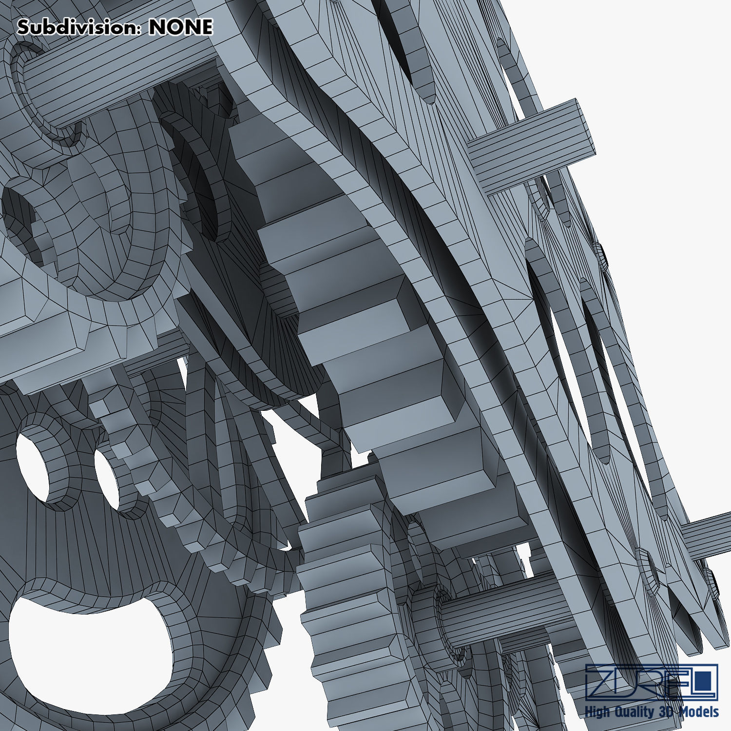 Gear Mechanism Low Poly v 8 Low-poly 3D model_51