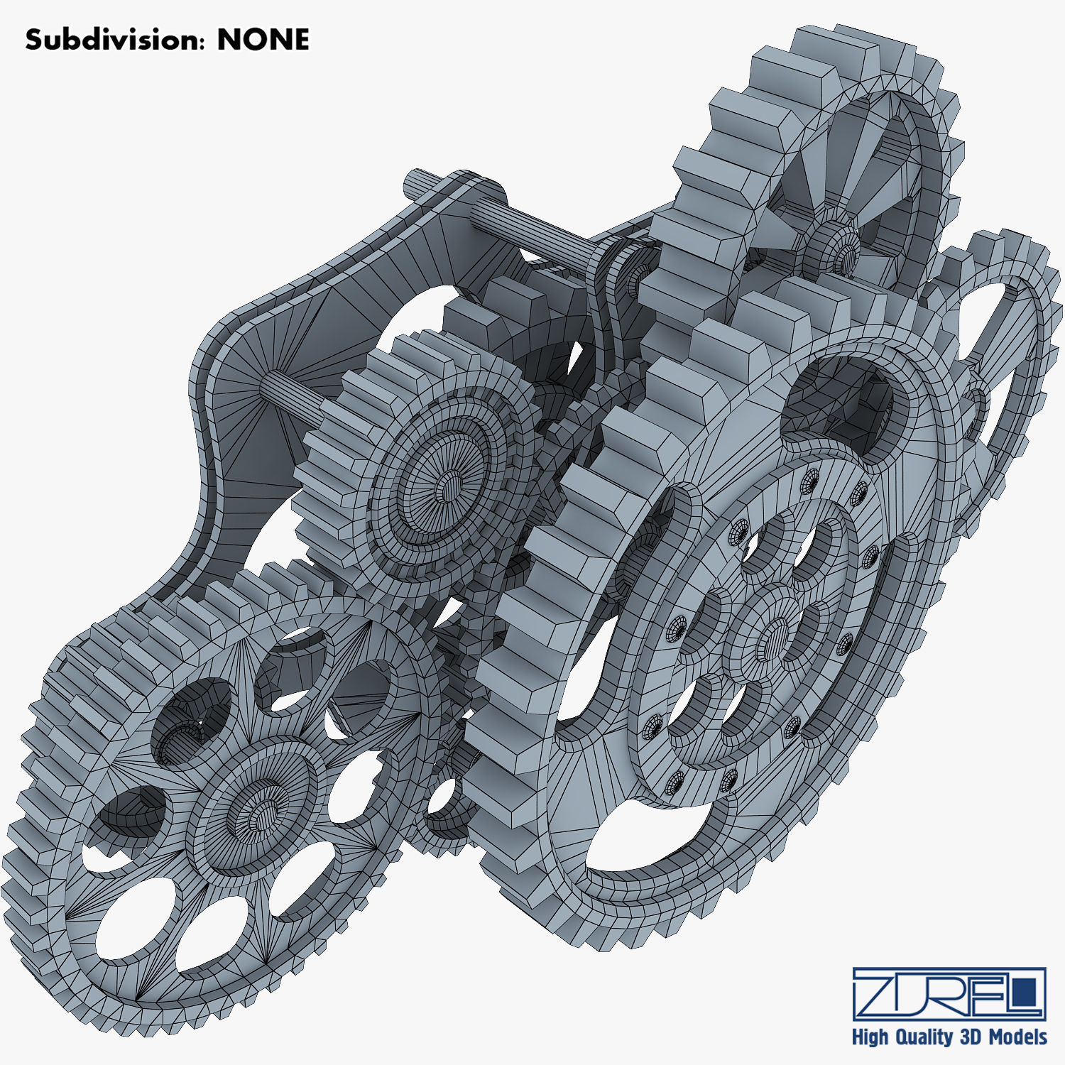 Gear Mechanism Low Poly v 8 Low-poly 3D model_27