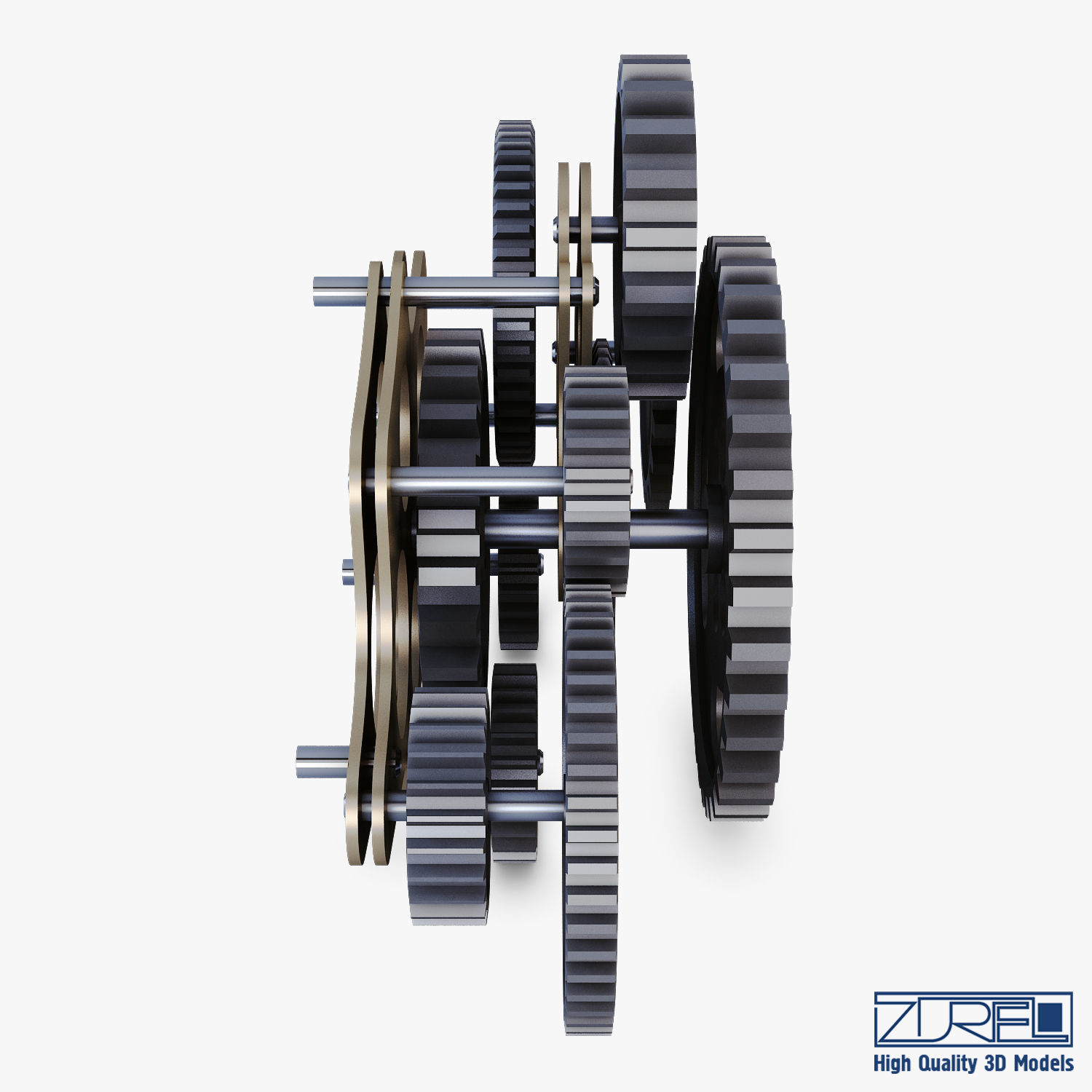 Gear Mechanism Low Poly v 8 Low-poly 3D model_10