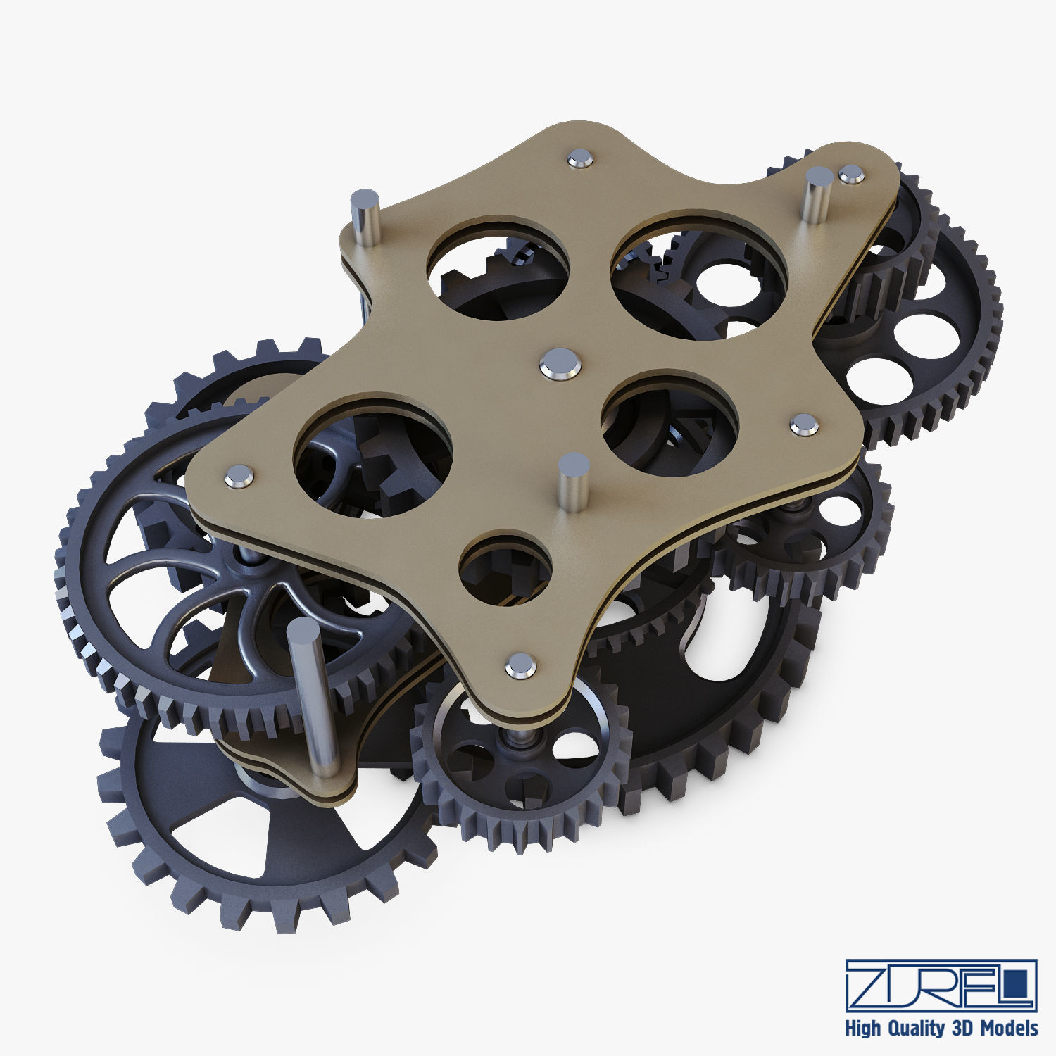 Gear Mechanism Low Poly v 8 Low-poly 3D model_15