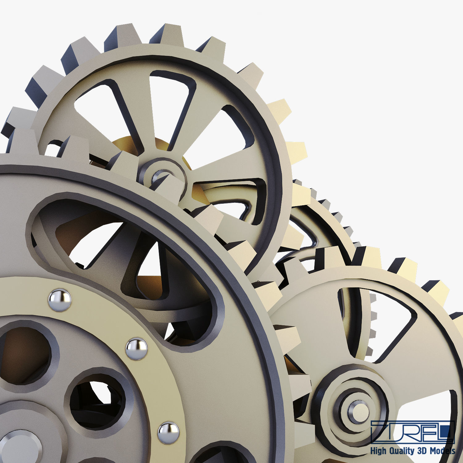 Gear Mechanism Low Poly v 8 Low-poly 3D model_18