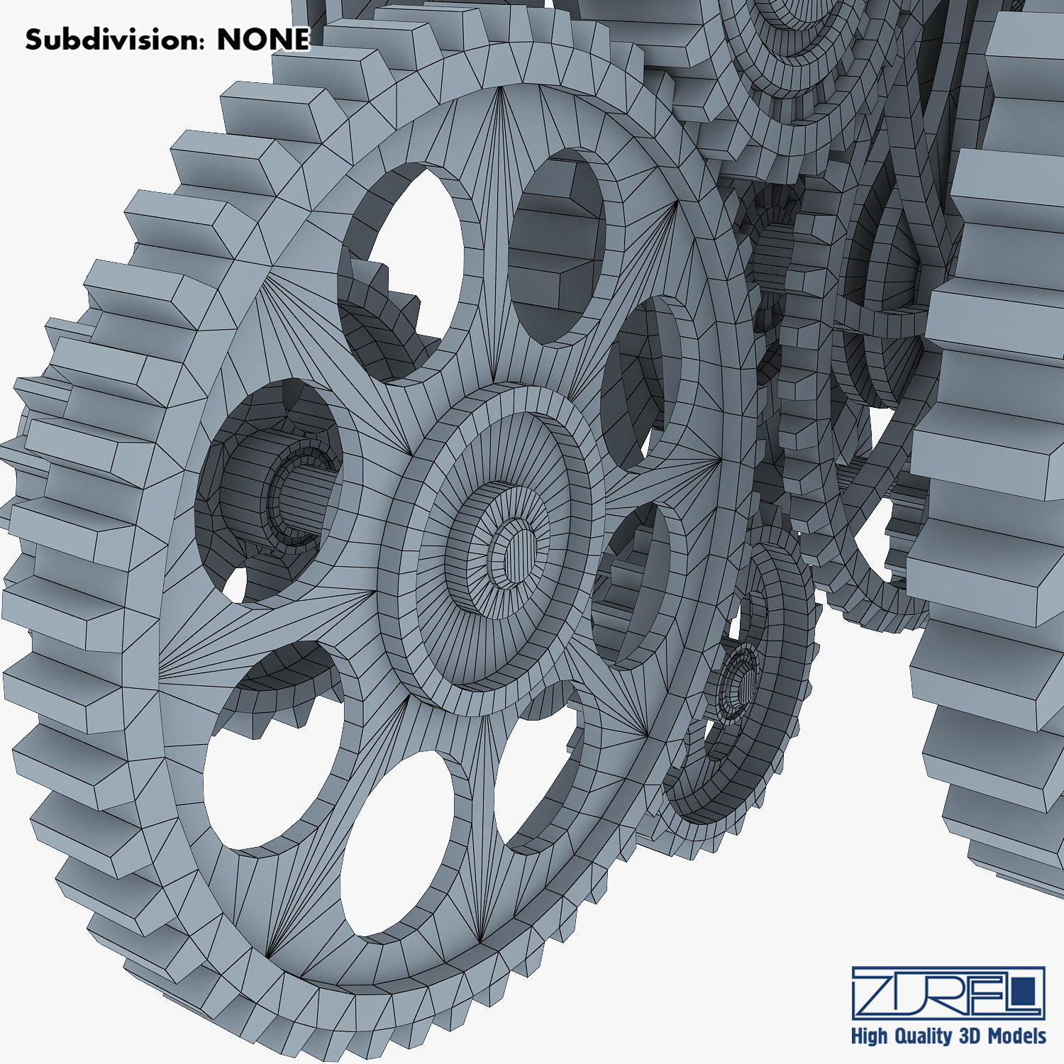 Gear Mechanism Low Poly v 8 Low-poly 3D model_41