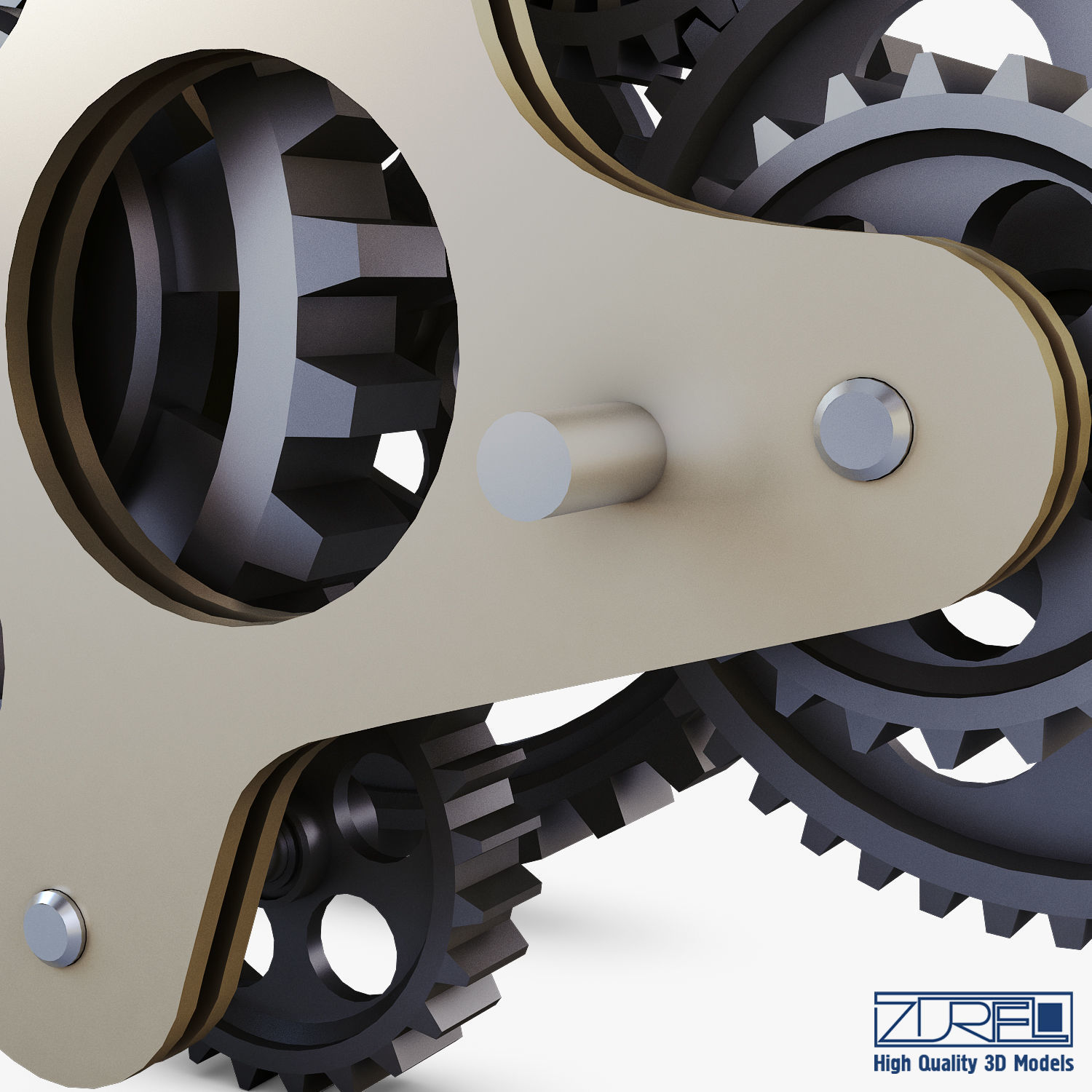 Gear Mechanism Low Poly v 8 Low-poly 3D model_25