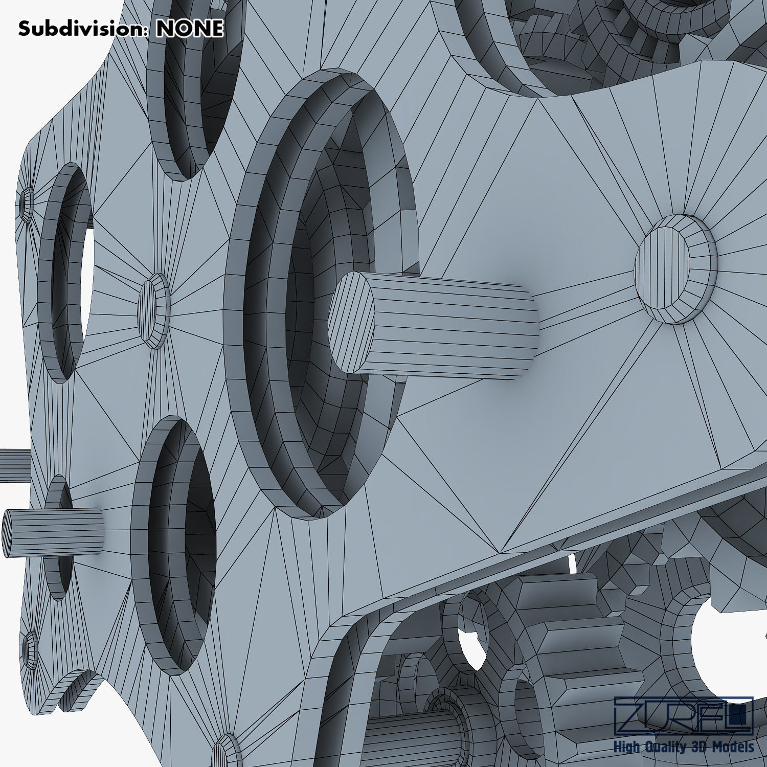 Gear Mechanism Low Poly v 8 Low-poly 3D model_54