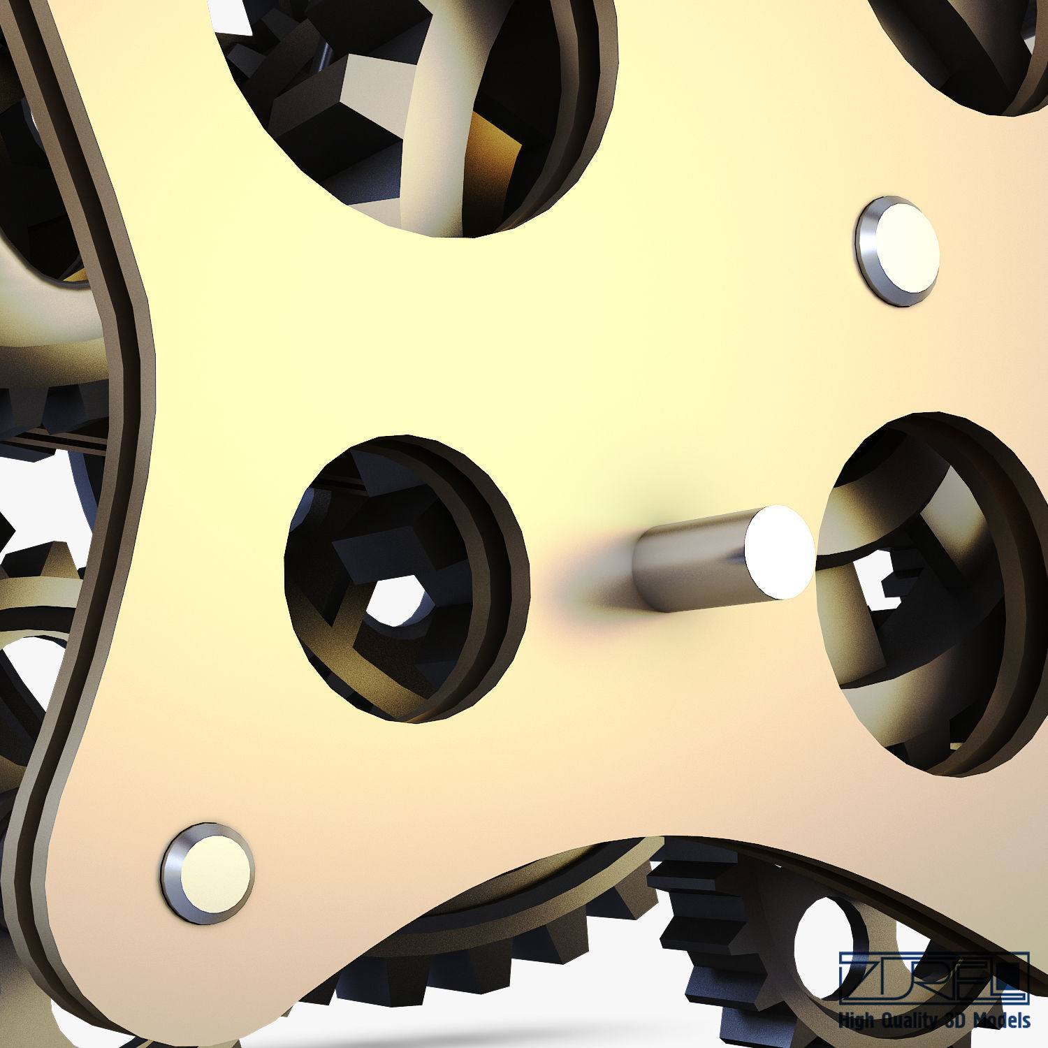 Gear Mechanism Low Poly v 8 Low-poly 3D model_24