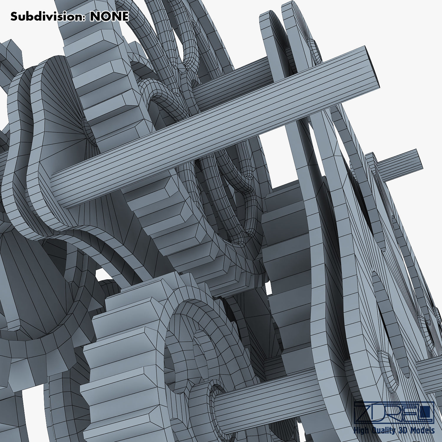 Gear Mechanism Low Poly v 8 Low-poly 3D model_50