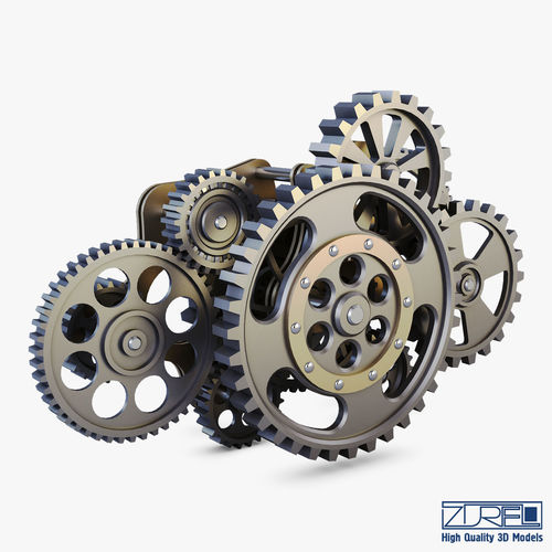 Gear Mechanism Low Poly v 8 Low-poly 3D model