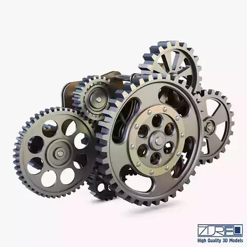 Gear Mechanism Low Poly v 8 Low-poly 3D model