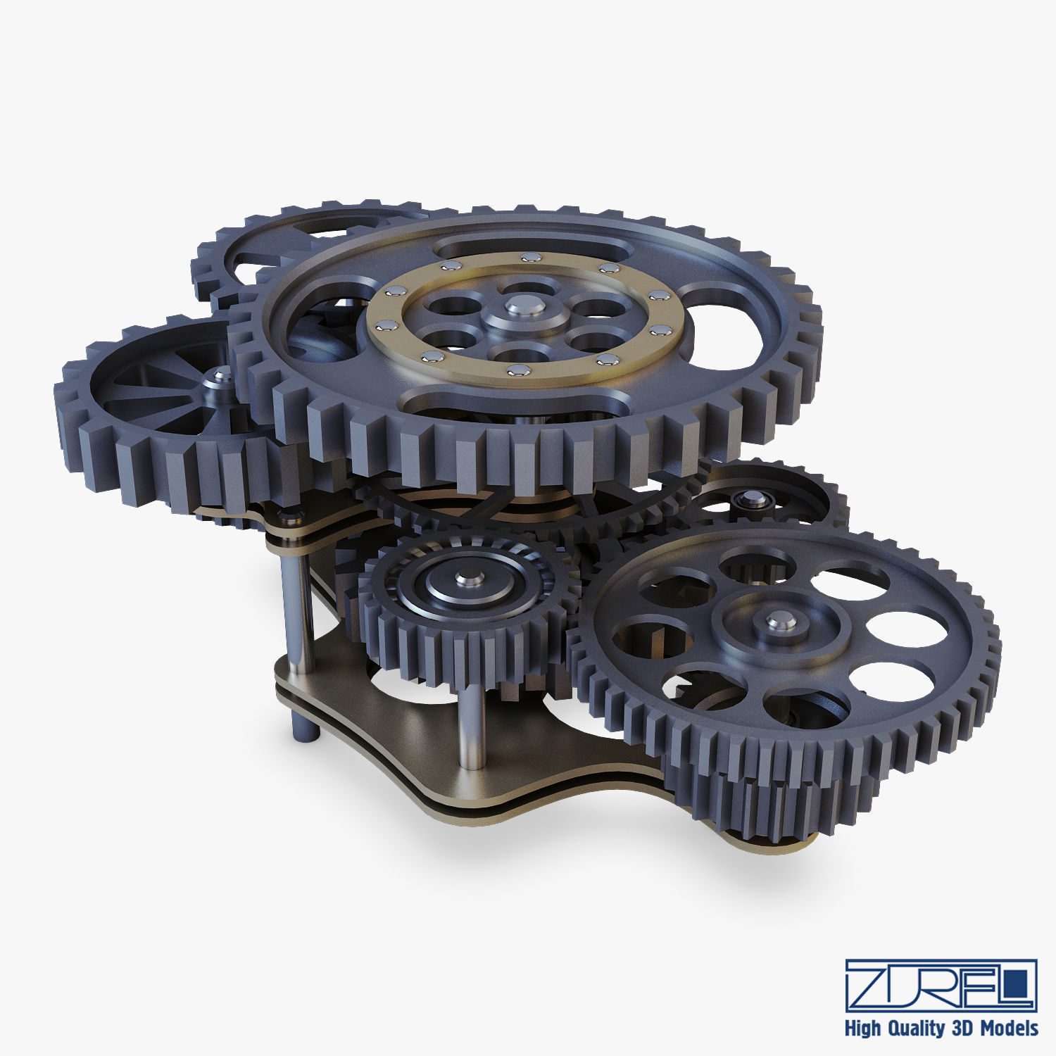Gear Mechanism Low Poly v 8 Low-poly 3D model_12