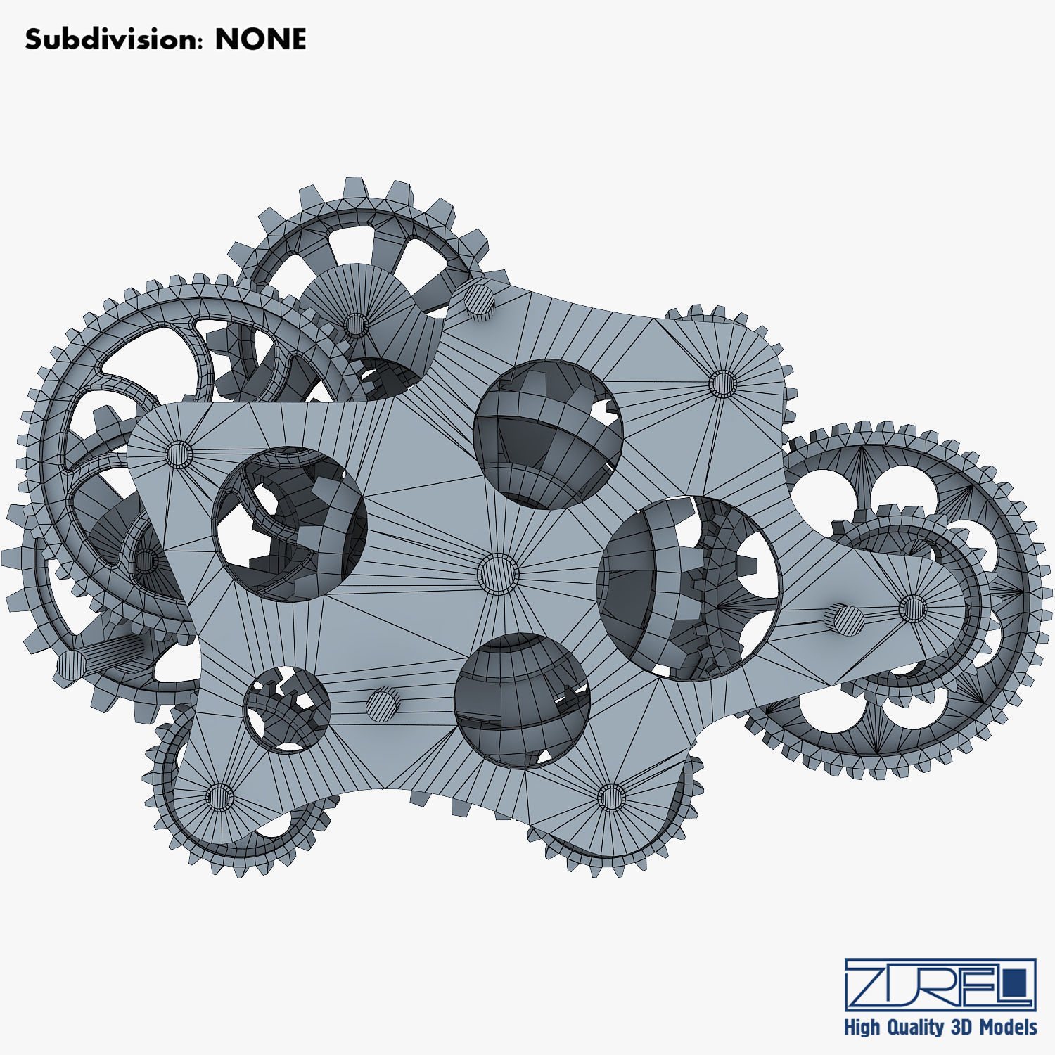 Gear Mechanism Low Poly v 8 Low-poly 3D model_36