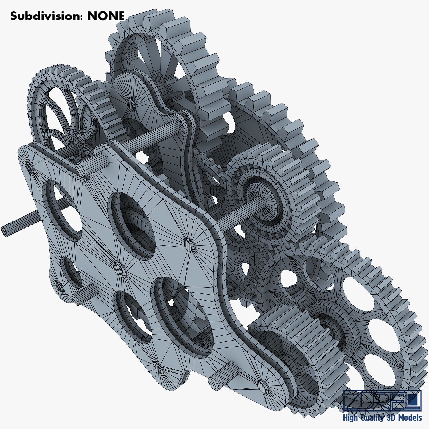 Gear Mechanism Low Poly v 8 Low-poly 3D model_30