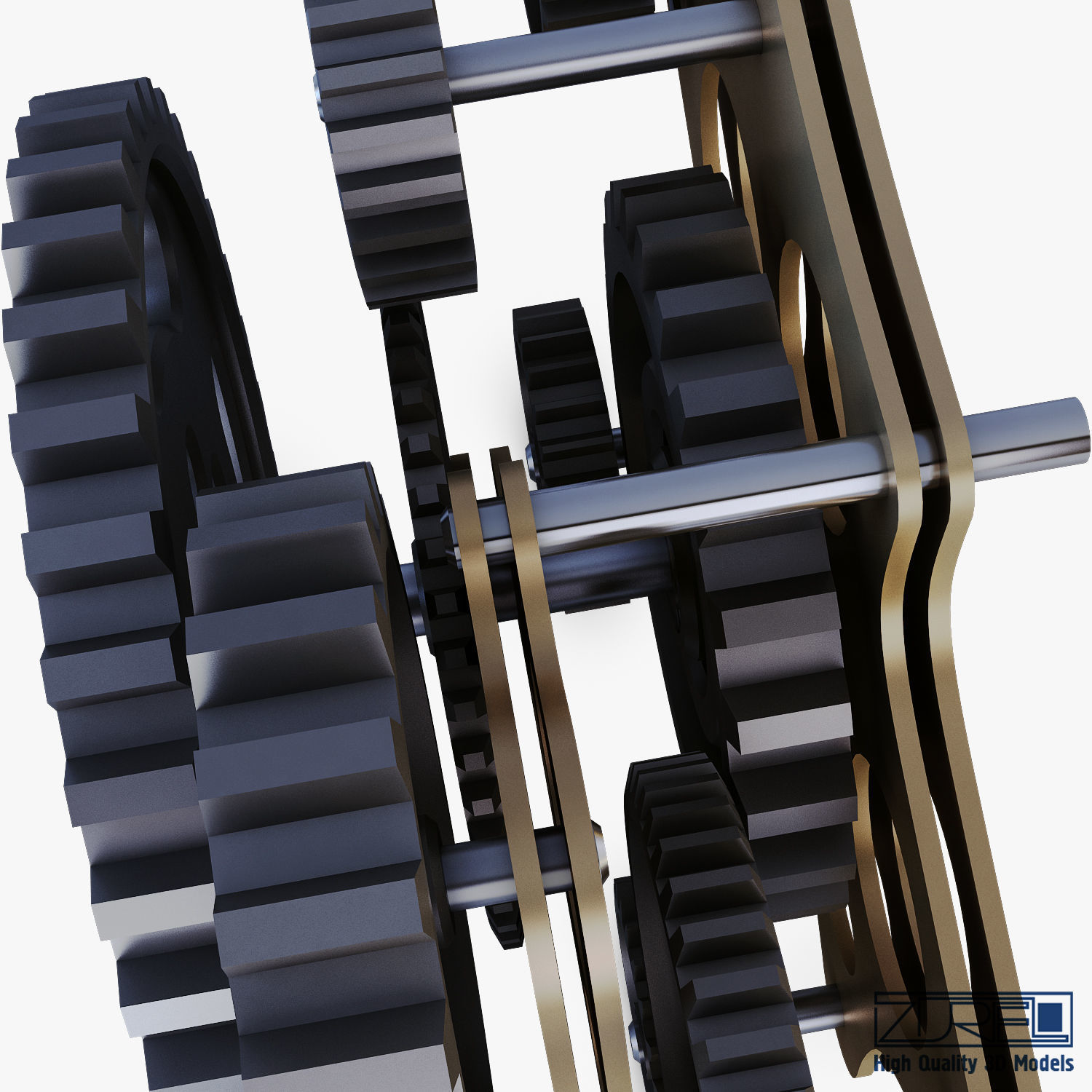 Gear Mechanism Low Poly v 8 Low-poly 3D model_26