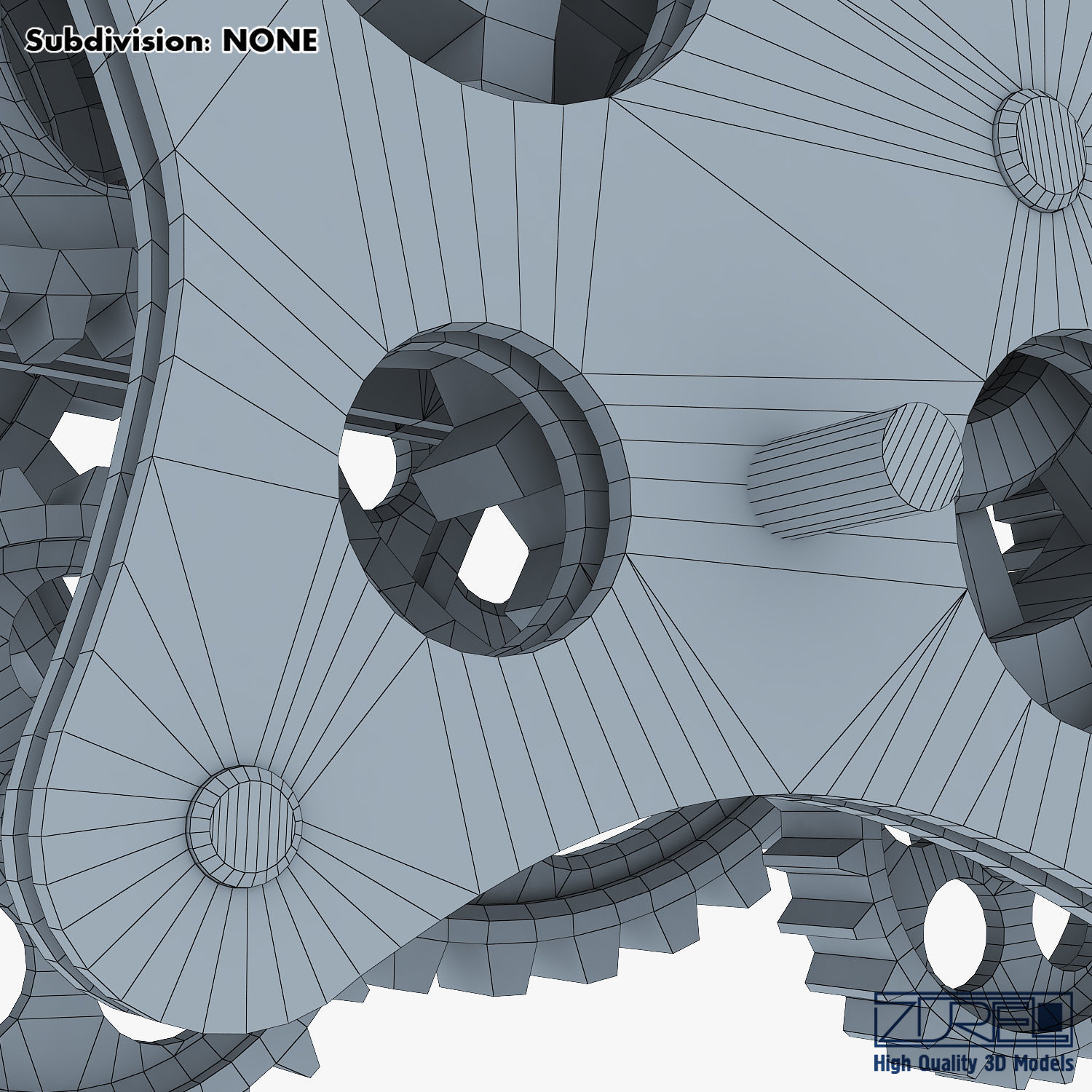 Gear Mechanism Low Poly v 8 Low-poly 3D model_46