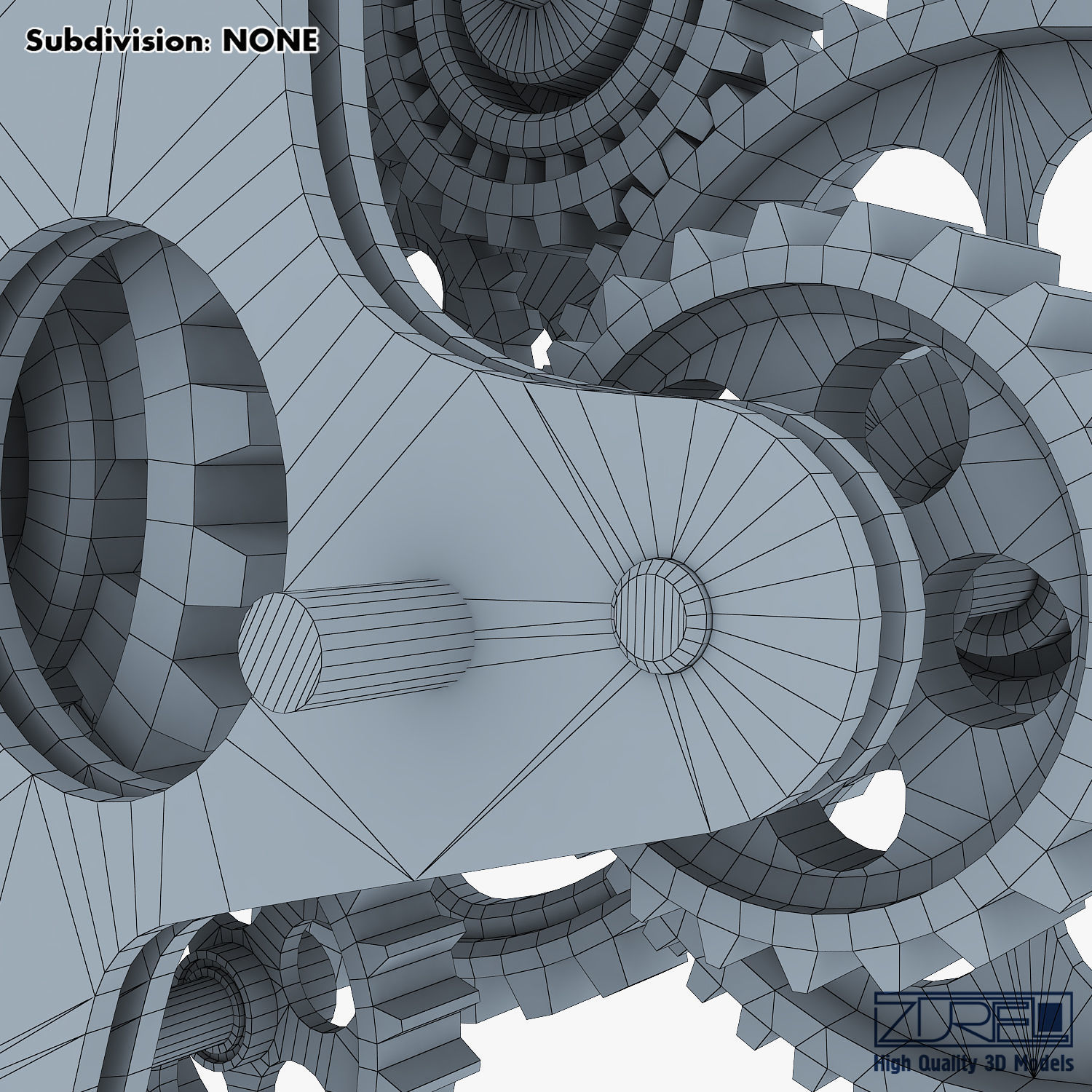 Gear Mechanism Low Poly v 8 Low-poly 3D model_45