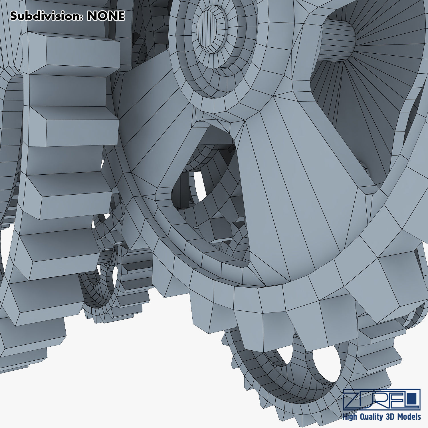 Gear Mechanism Low Poly v 8 Low-poly 3D model_40