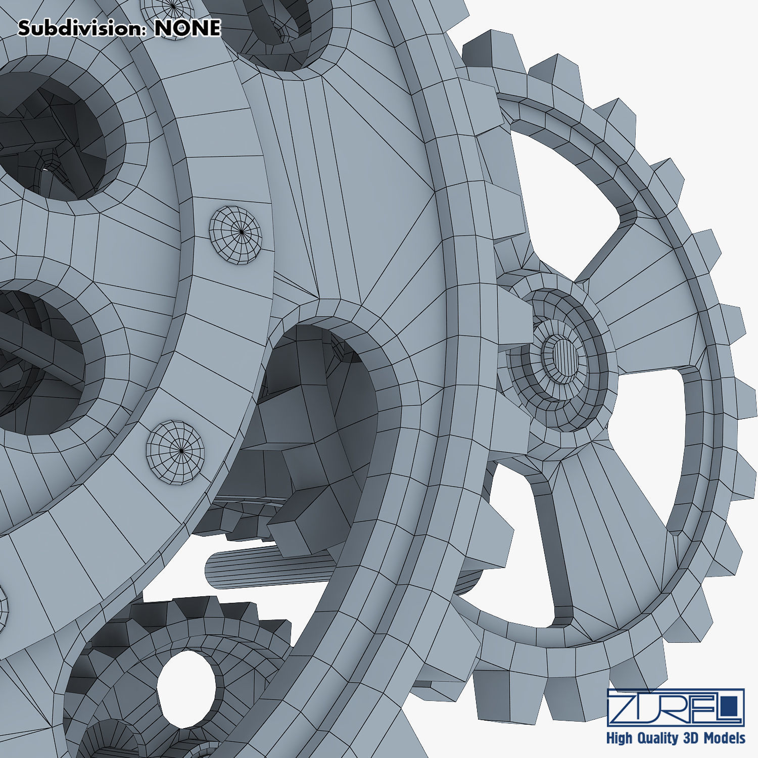 Gear Mechanism Low Poly v 8 Low-poly 3D model_44