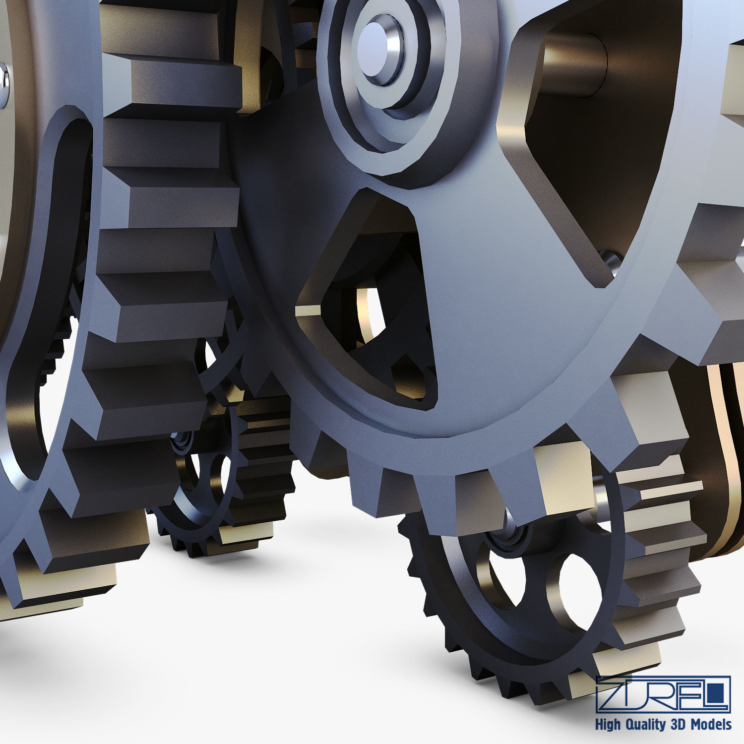 Gear Mechanism Low Poly v 8 Low-poly 3D model_19