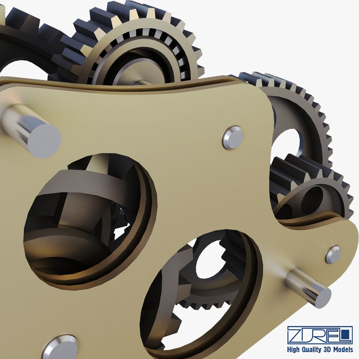 Gear Mechanism Low Poly v 8 Low-poly 3D model_23