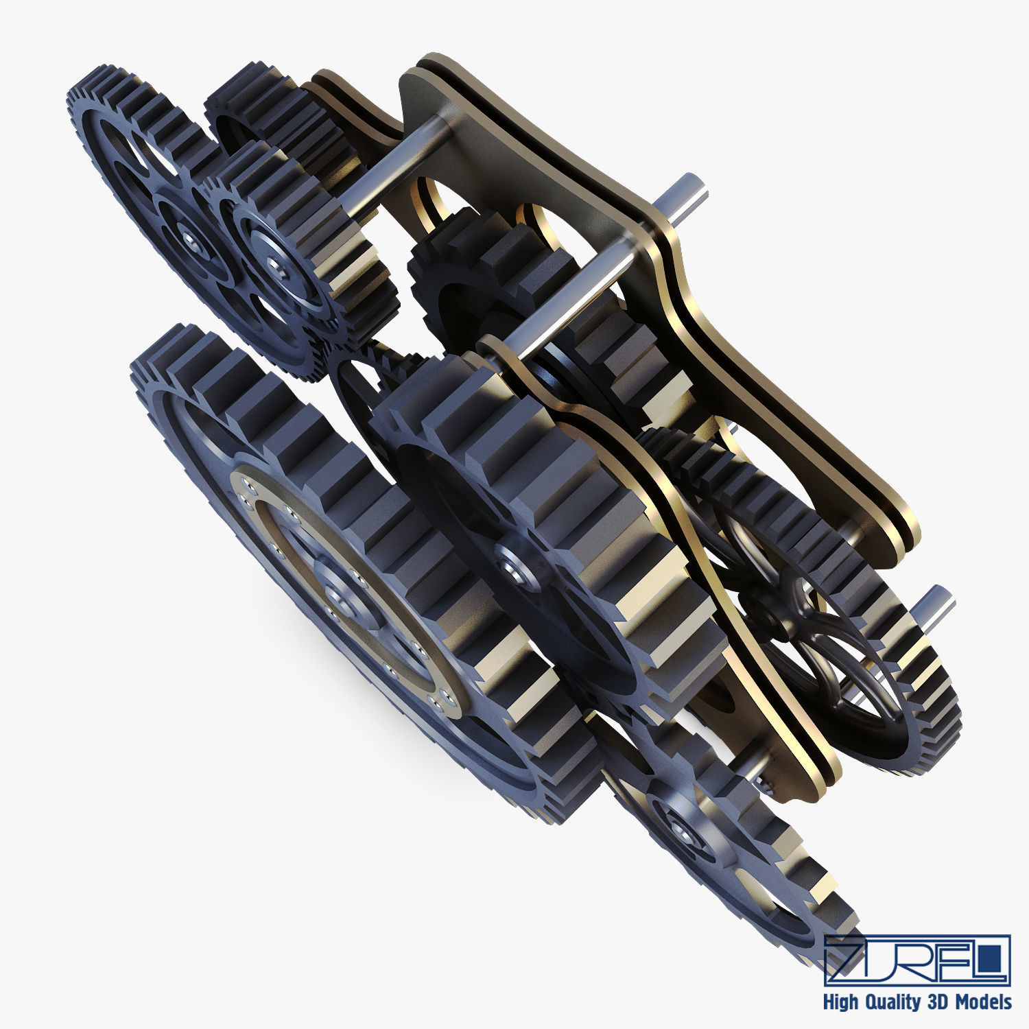 Gear Mechanism Low Poly v 8 Low-poly 3D model_11