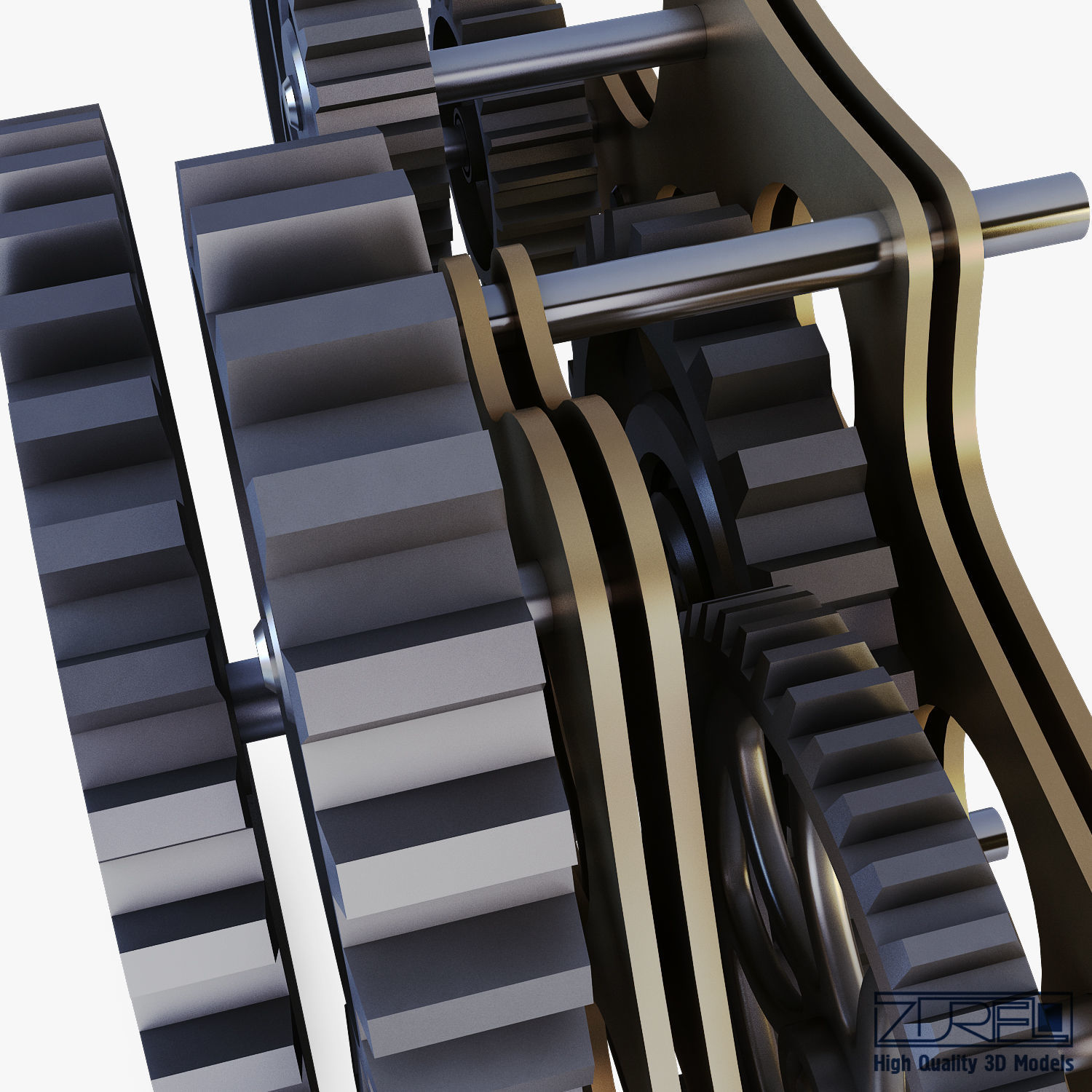 Gear Mechanism Low Poly v 8 Low-poly 3D model_21