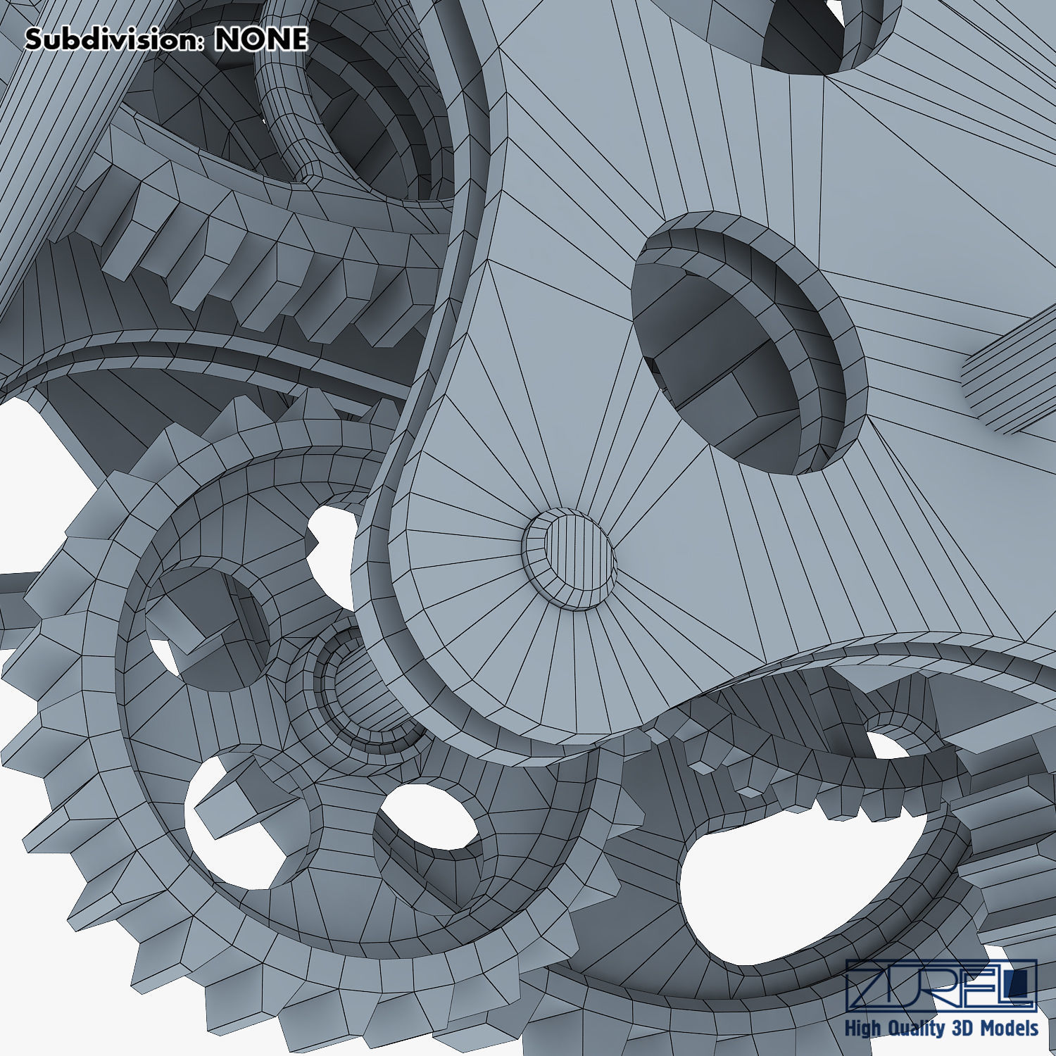 Gear Mechanism Low Poly v 8 Low-poly 3D model_48