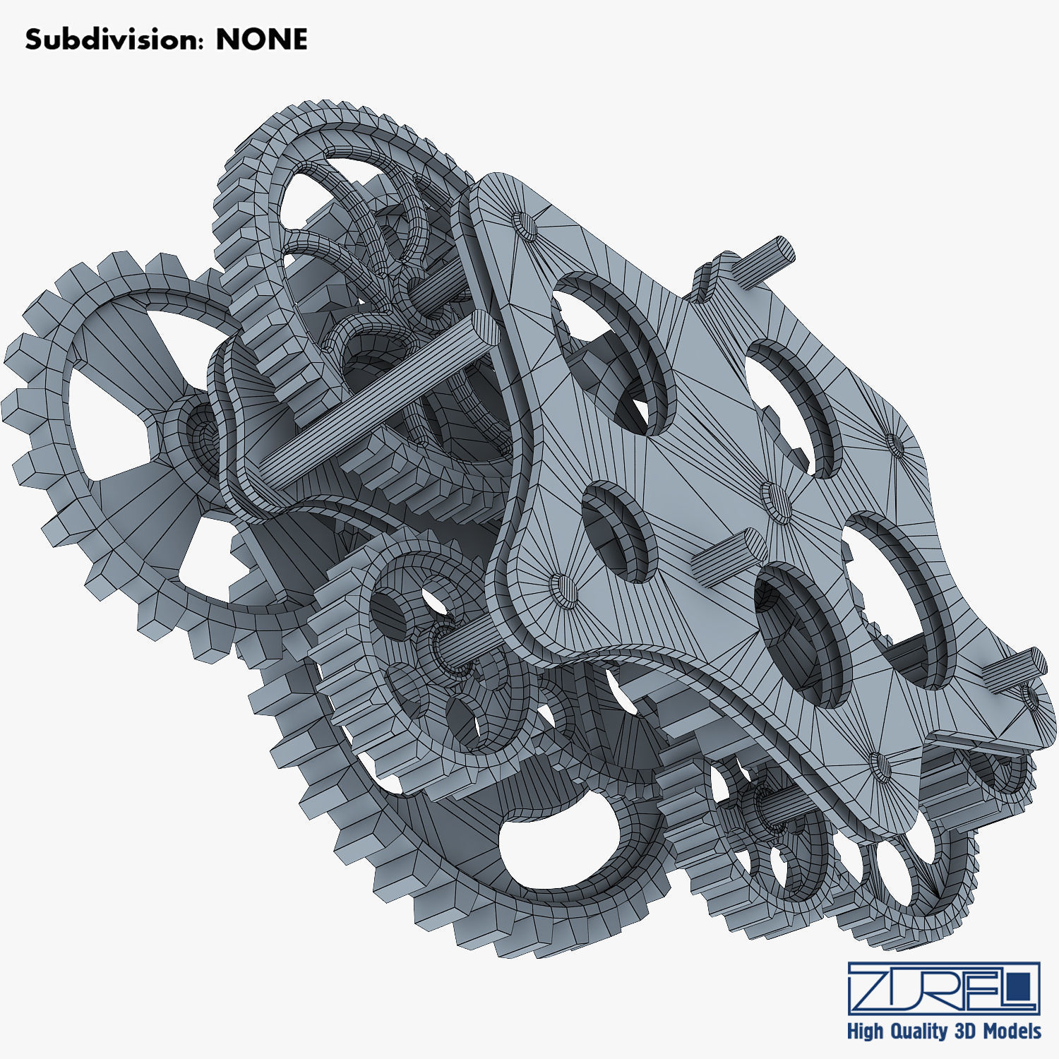 Gear Mechanism Low Poly v 8 Low-poly 3D model_32
