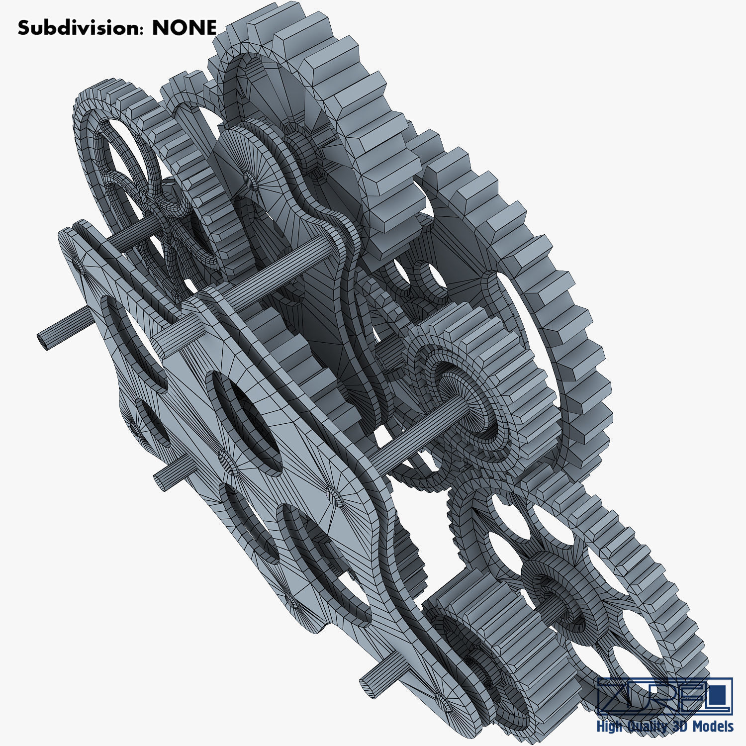 Gear Mechanism Low Poly v 8 Low-poly 3D model_38