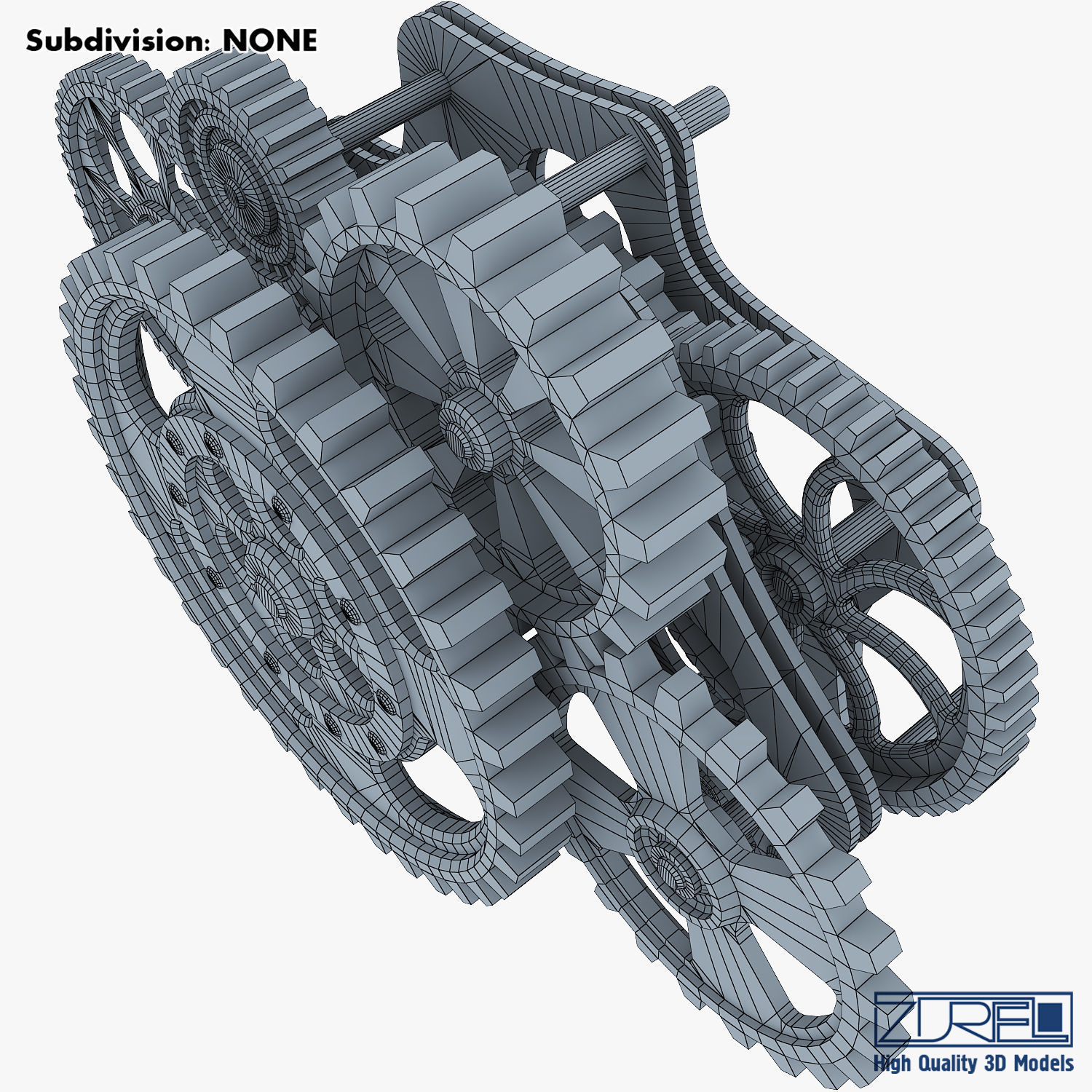 Gear Mechanism Low Poly v 8 Low-poly 3D model_37